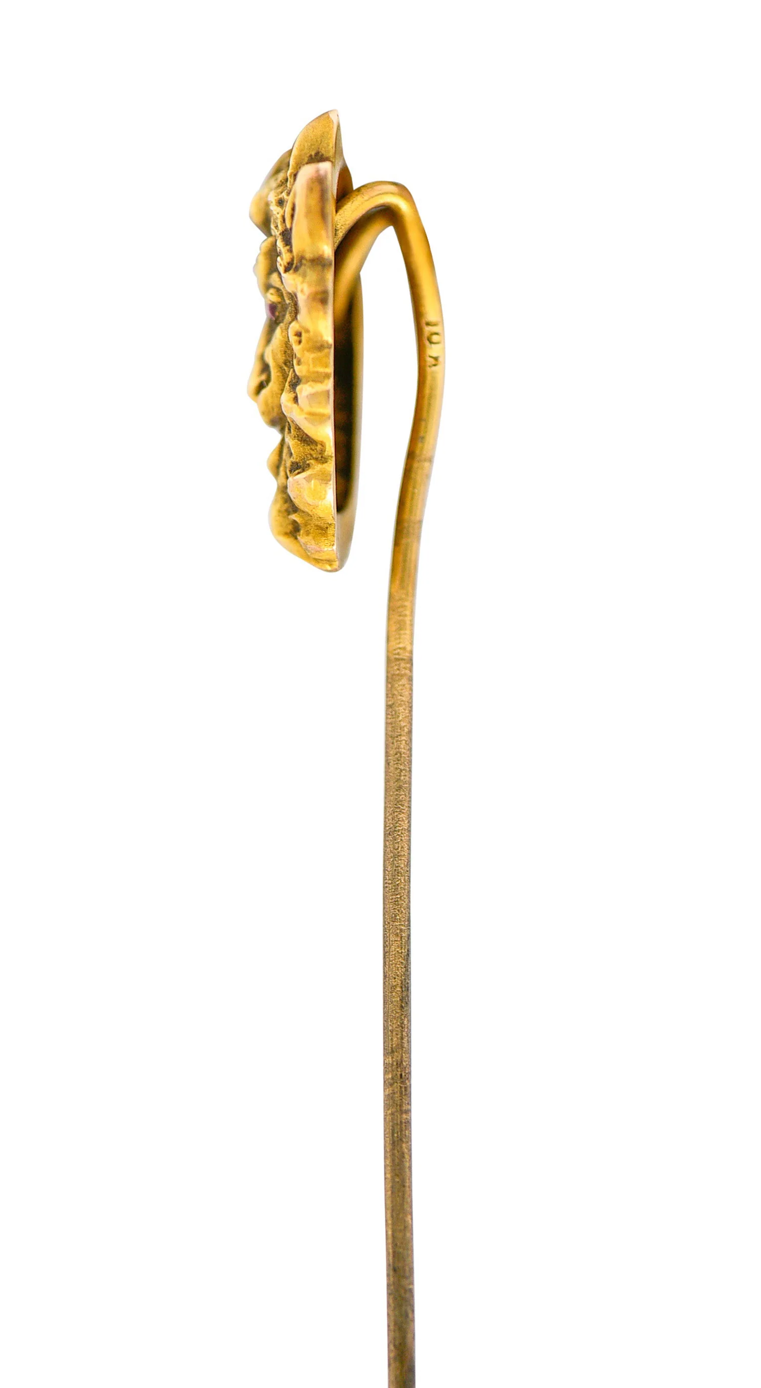 1905 Art Nouveau 14 Karat Gold Devilish Pan Stickpin - Image 3