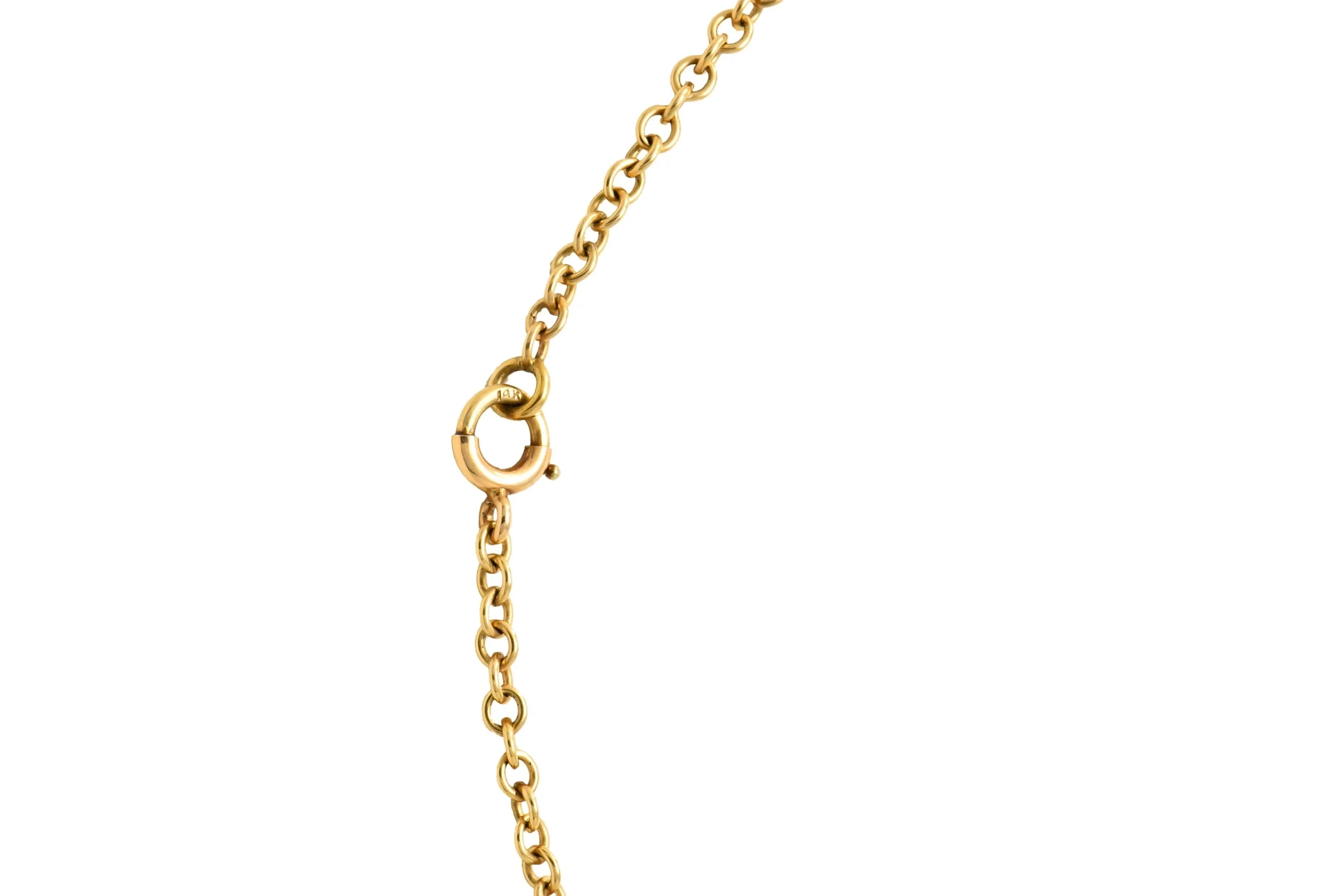 1905 Art Nouveau Citrine Pearl 14 Karat Gold Link Necklace - Image 7