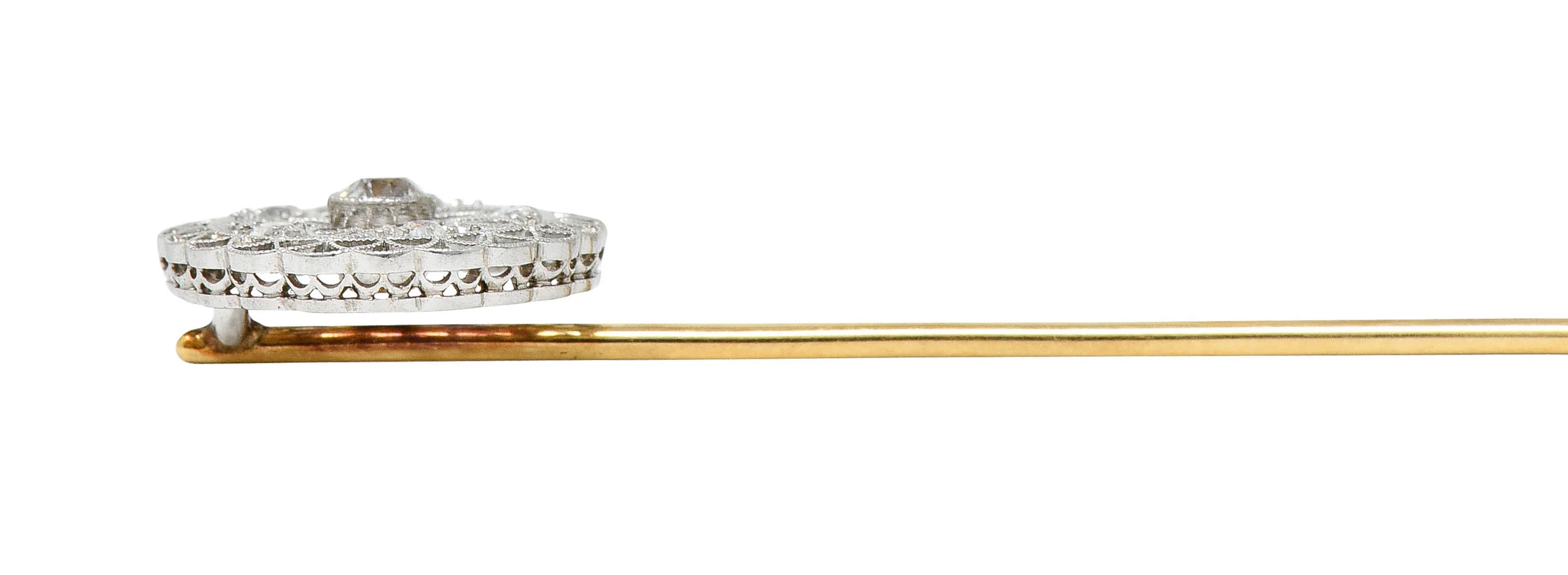 1910 Edwardian 0.27 CTW Diamond Platinum Radiating Starburst Stickpin - Image 6