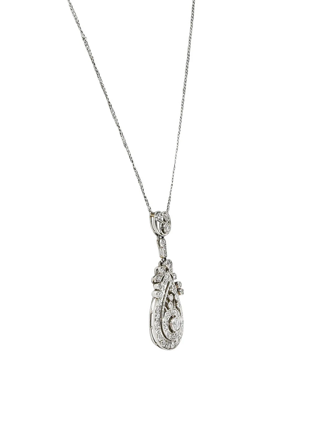 1910 Edwardian 1.00 CTW Diamond Platinum Drop Necklace - Image 3