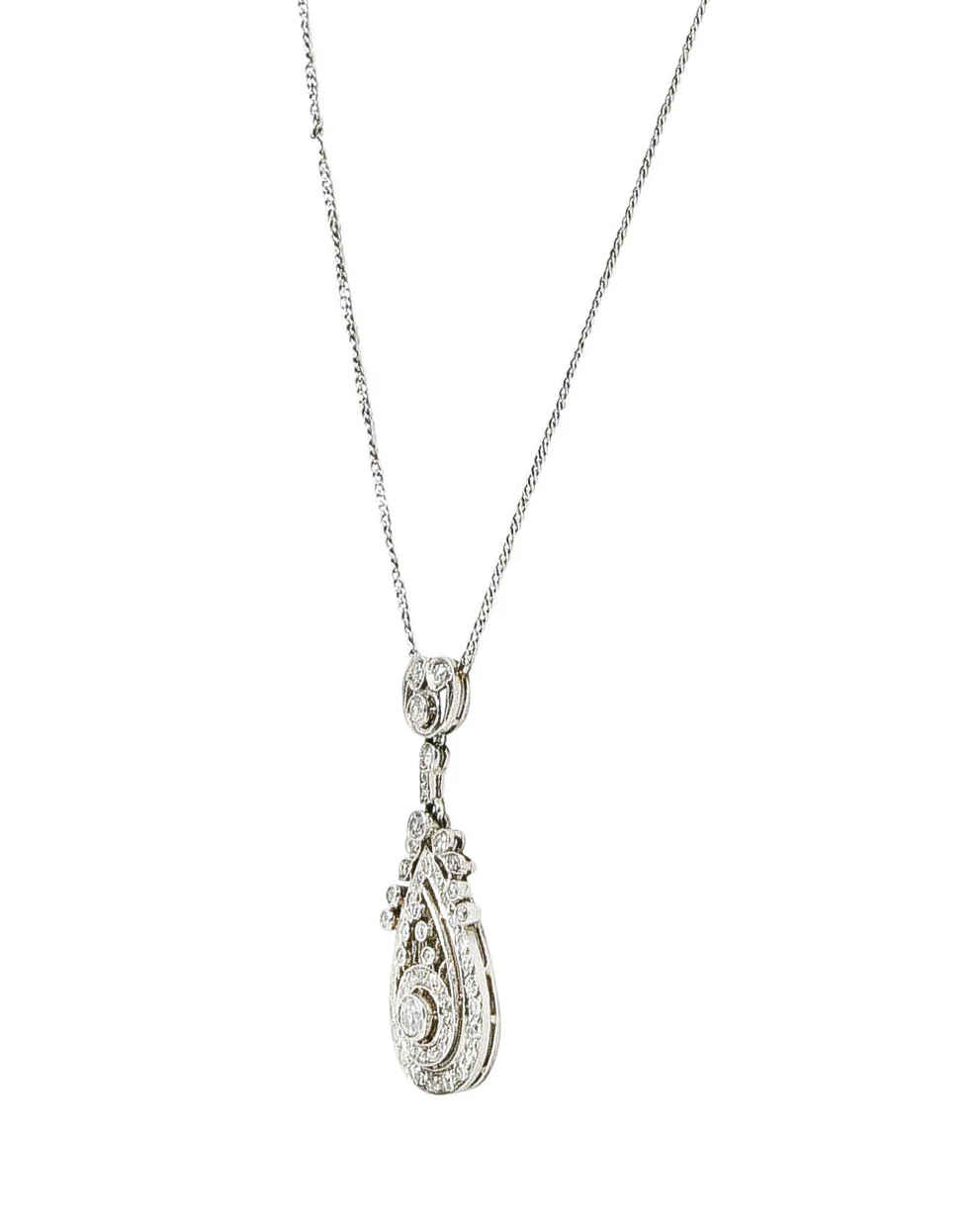 1910 Edwardian 1.00 CTW Diamond Platinum Drop Necklace - Image 5