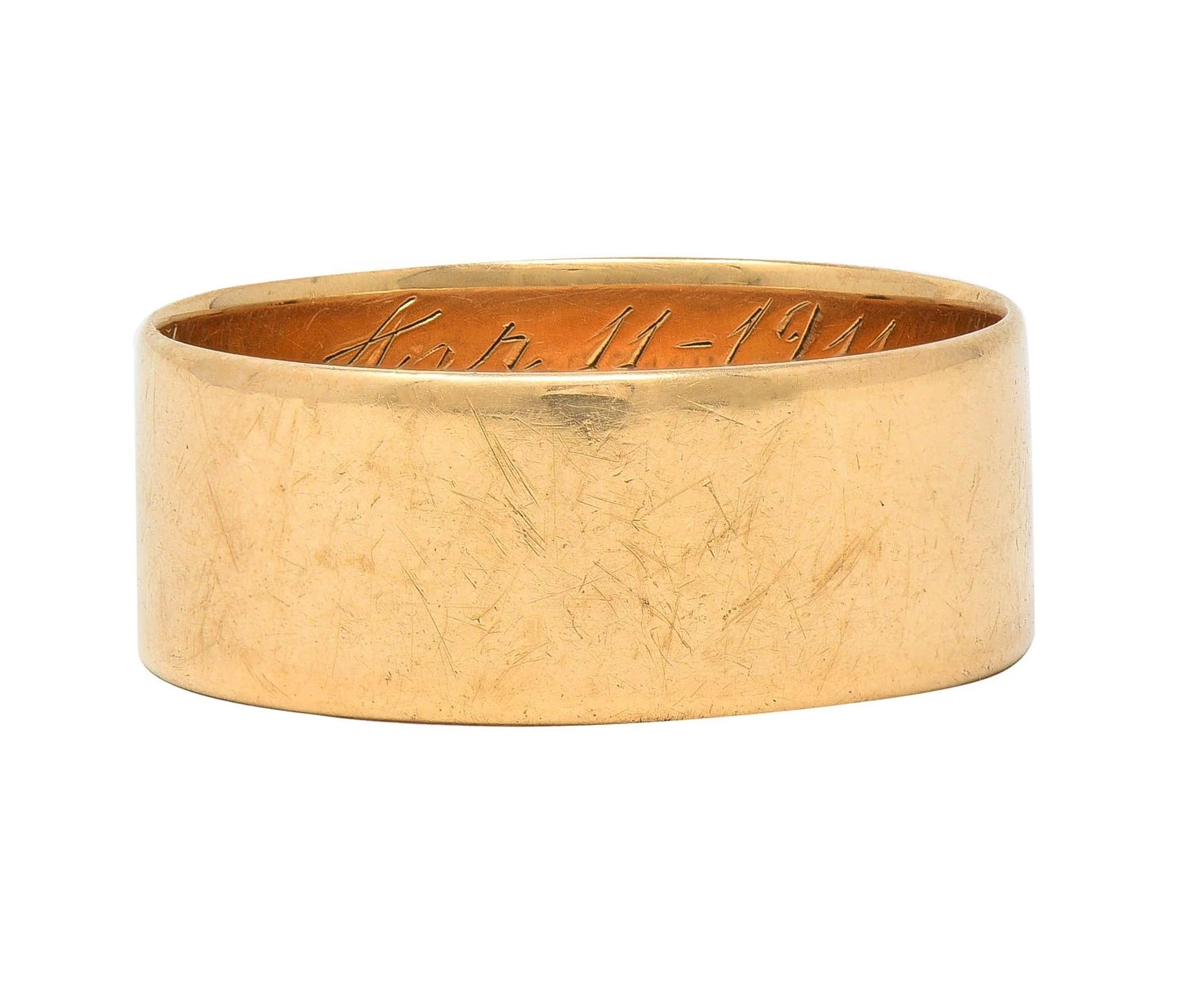 1911 Edwardian 14 Karat Yellow Gold Scottish Rite Antique Cigar Band Ring - Image 11