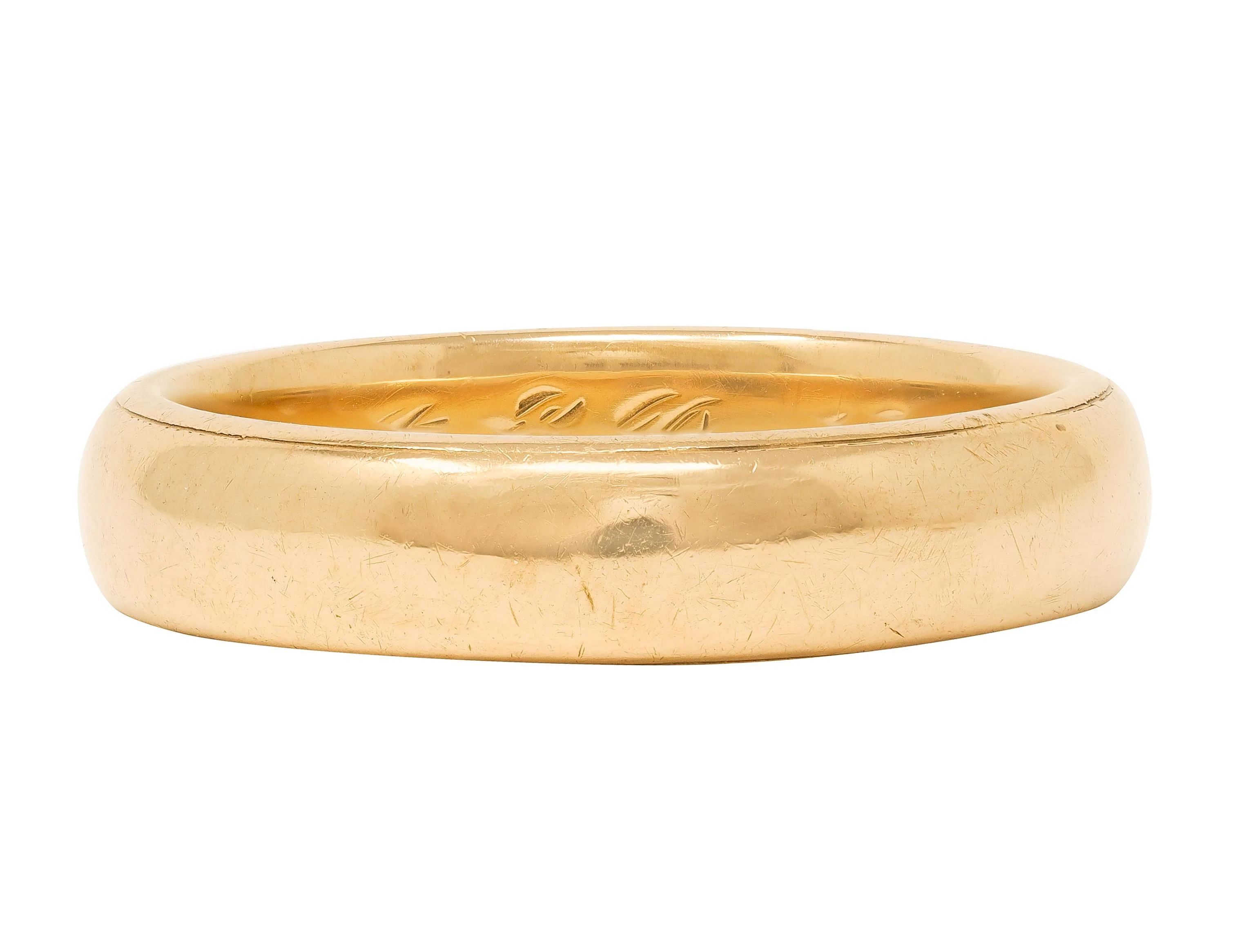 1912 18 Karat Yellow Gold Antique Wedding Band Ring - Image 3