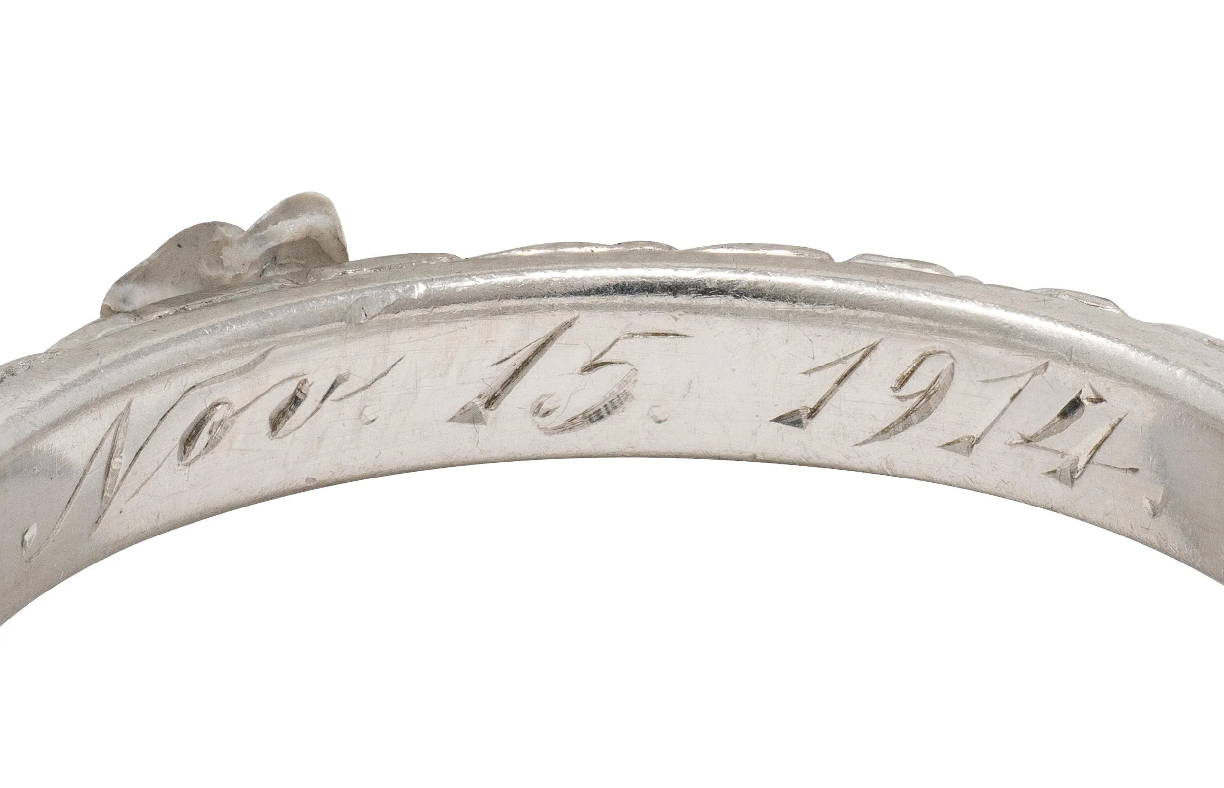 1914 Platinum Antique Edwardian Orange Blossom Wedding Band Ring - Image 6