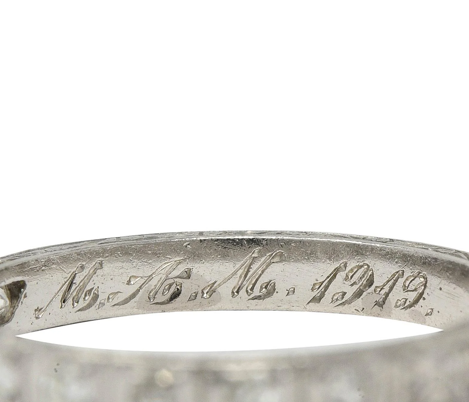 1919 Early Art Deco Diamond Platinum Orange Blossom Antique Wedding Band Ring - Image 5
