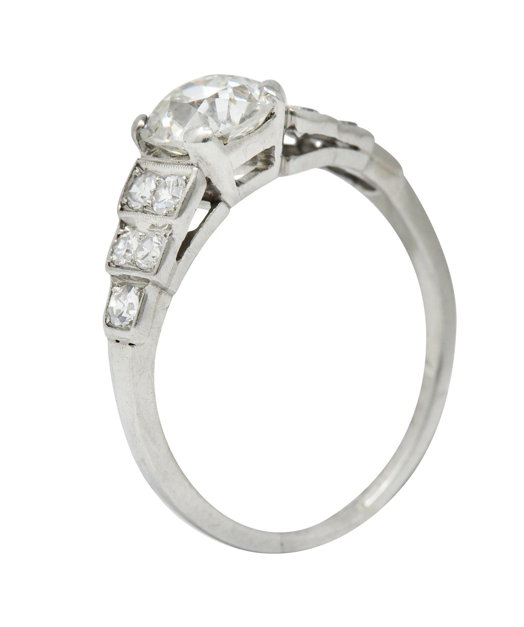 1920 Art Deco 1.25 CTW Diamond Platinum Stepped Engagement Ring GIA - Image 10