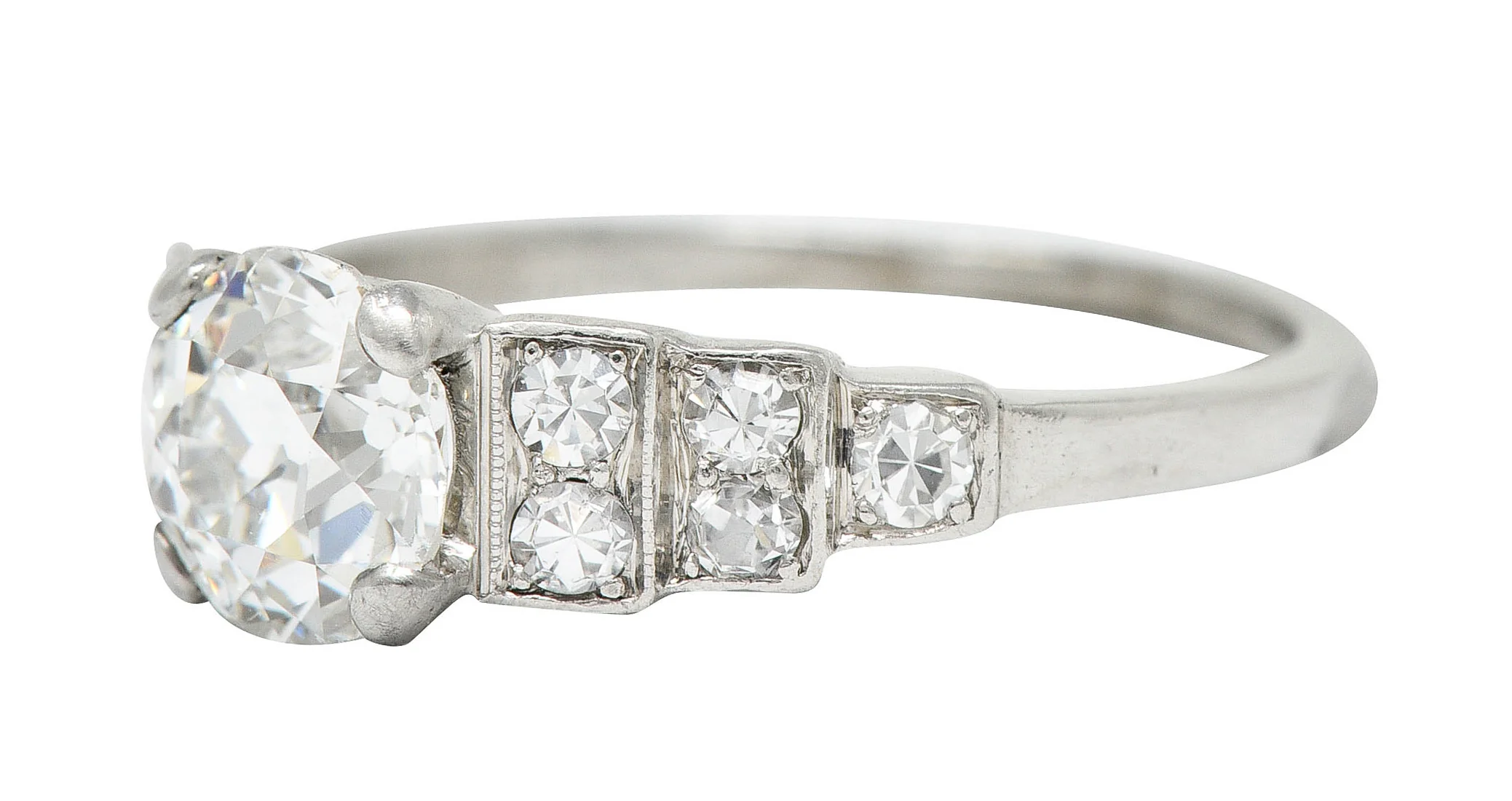1920 Art Deco 1.25 CTW Diamond Platinum Stepped Engagement Ring GIA - Image 6