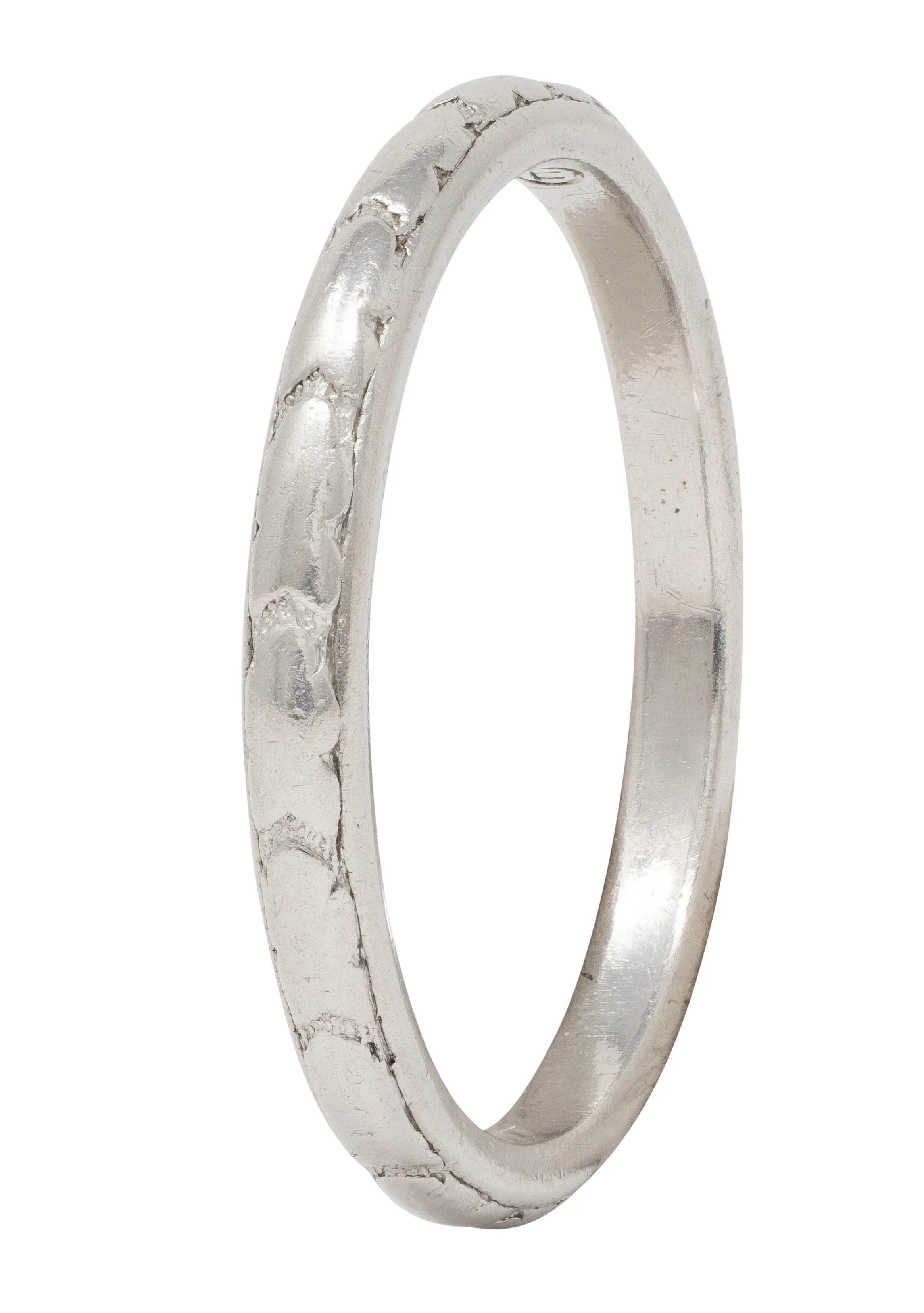 1920 Art Deco Platinum Foliate Antique Wedding Band Ring - Image 3