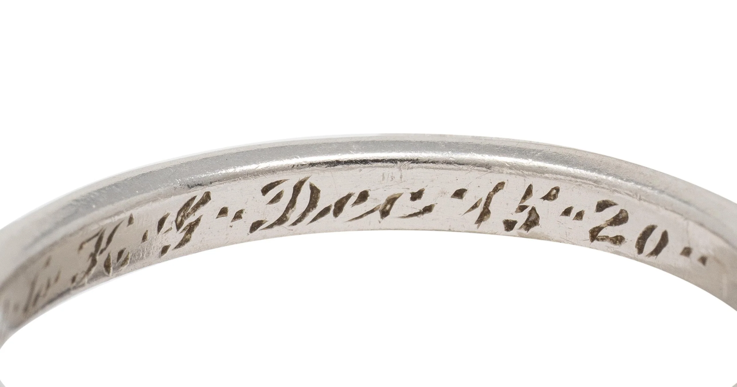 1920 Art Deco Platinum Foliate Antique Wedding Band Ring - Image 6