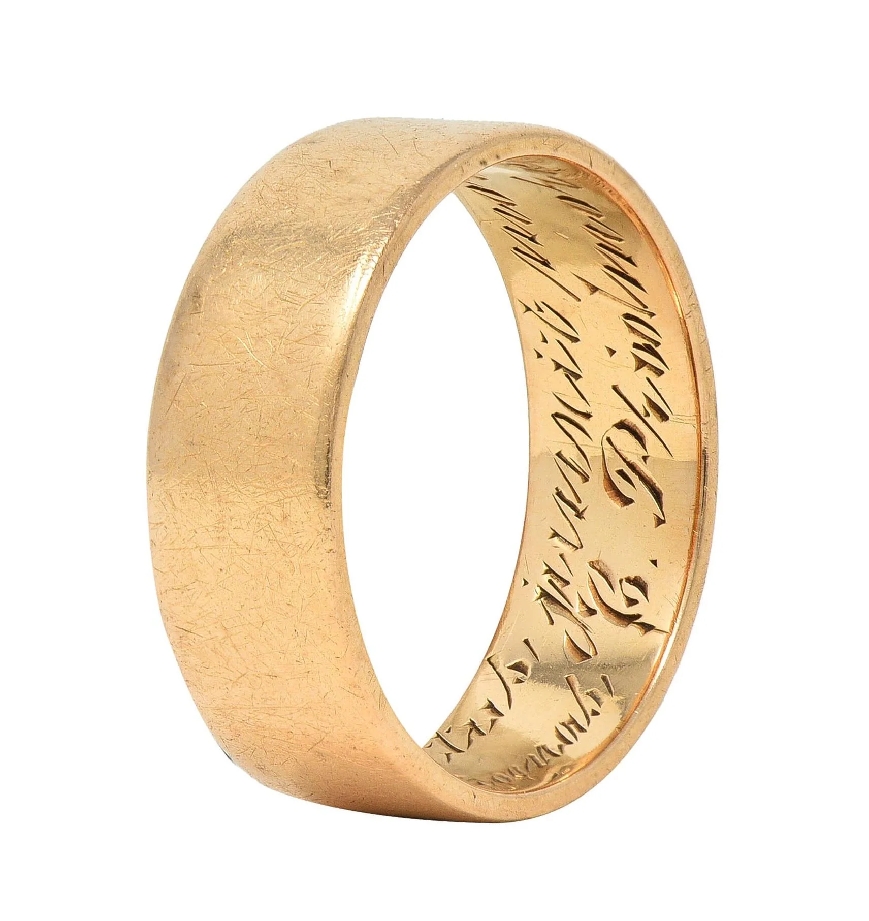 1920 Edwardian 14 Karat Yellow Gold Scottish Rite Antique Cigar Band Ring - Image 2