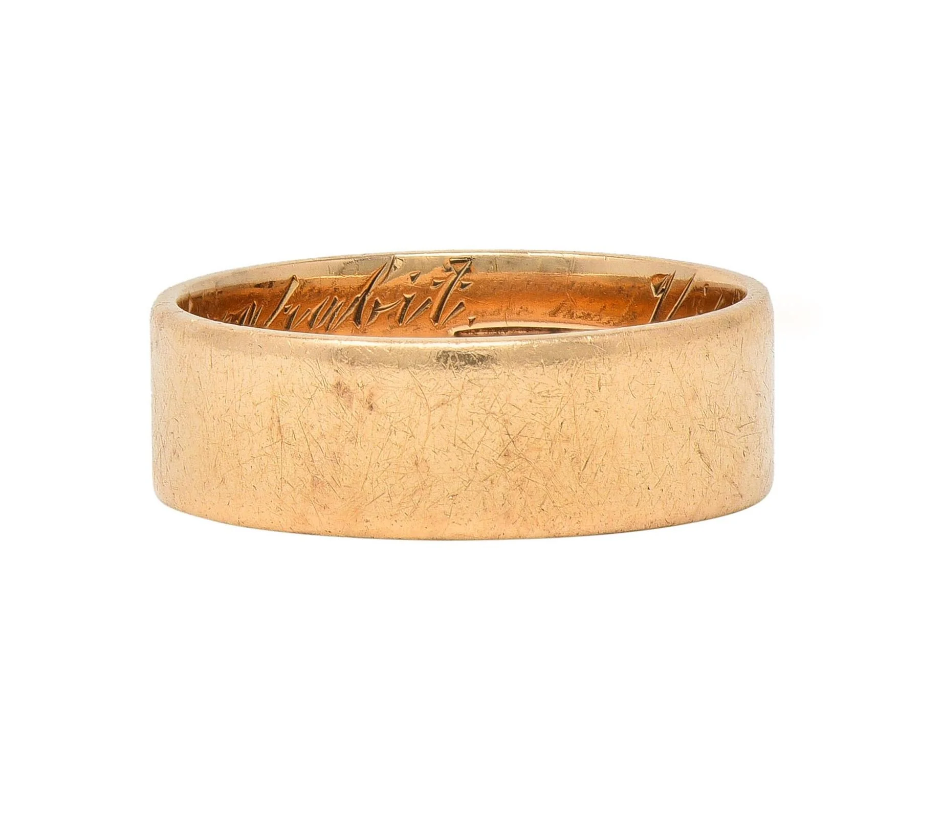 1920 Edwardian 14 Karat Yellow Gold Scottish Rite Antique Cigar Band Ring - Image 3