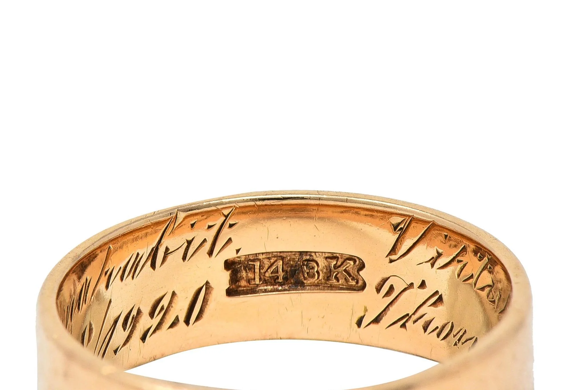 1920 Edwardian 14 Karat Yellow Gold Scottish Rite Antique Cigar Band Ring - Image 4