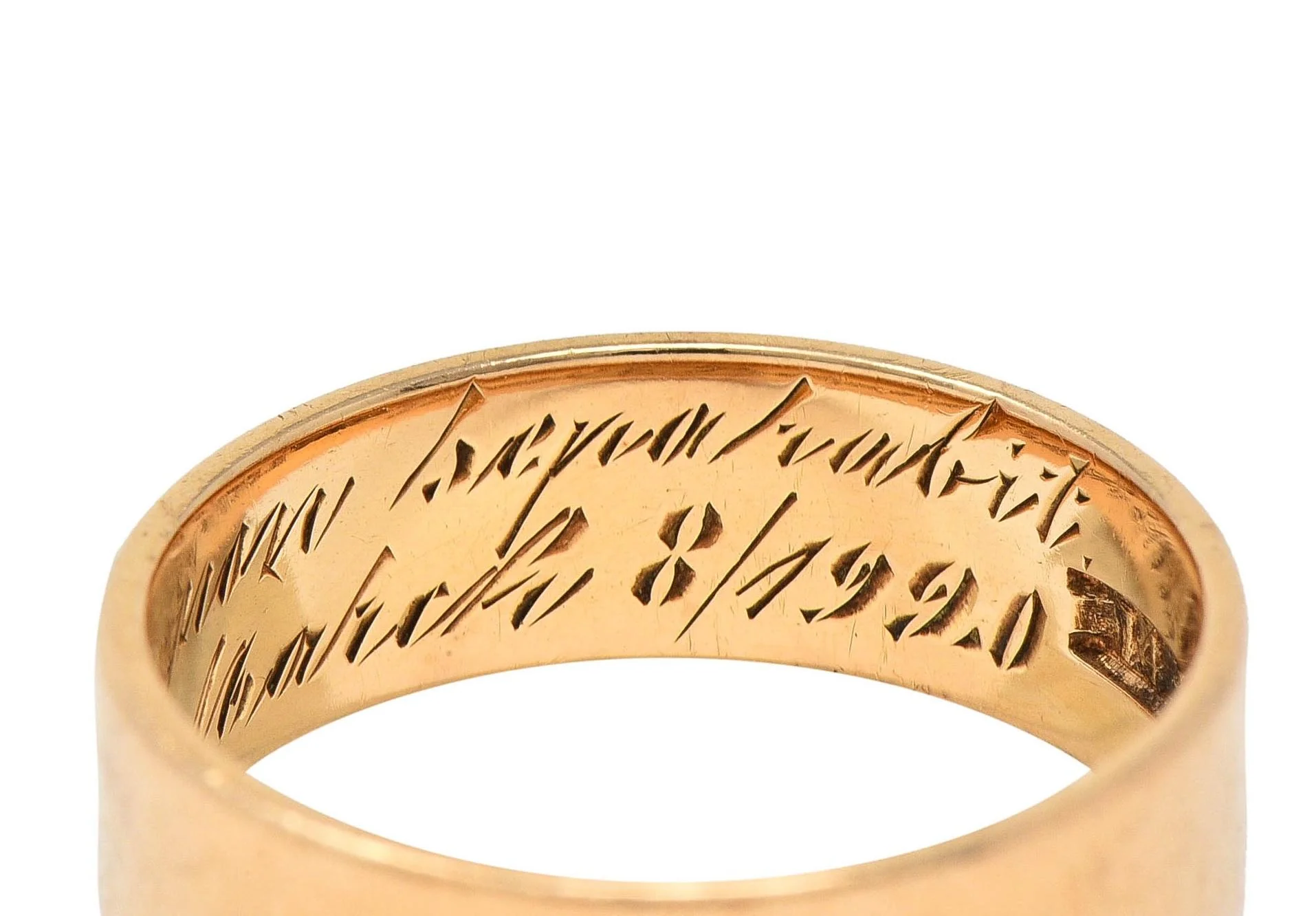 1920 Edwardian 14 Karat Yellow Gold Scottish Rite Antique Cigar Band Ring - Image 7