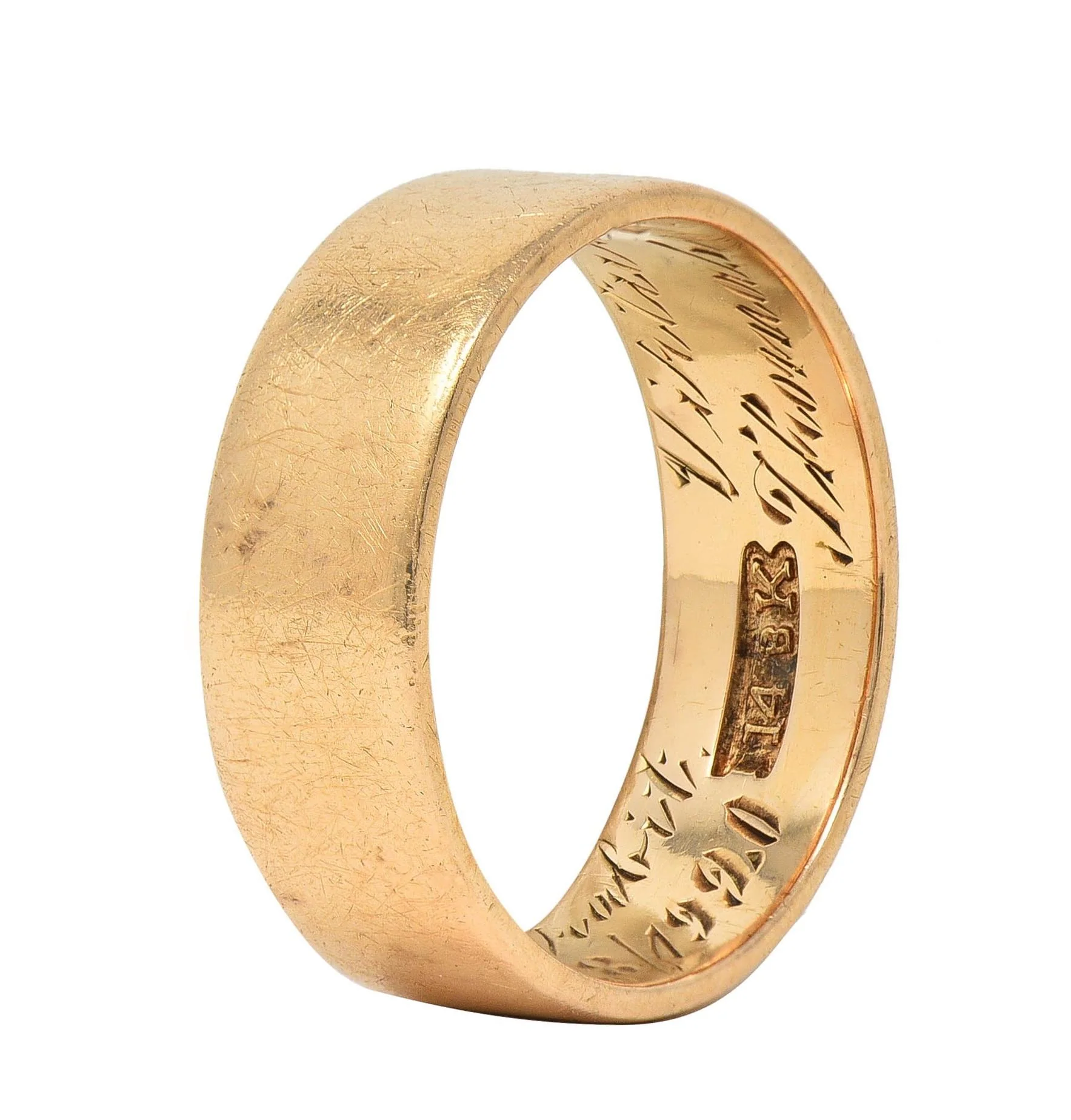 1920 Edwardian 14 Karat Yellow Gold Scottish Rite Antique Cigar Band Ring - Image 9