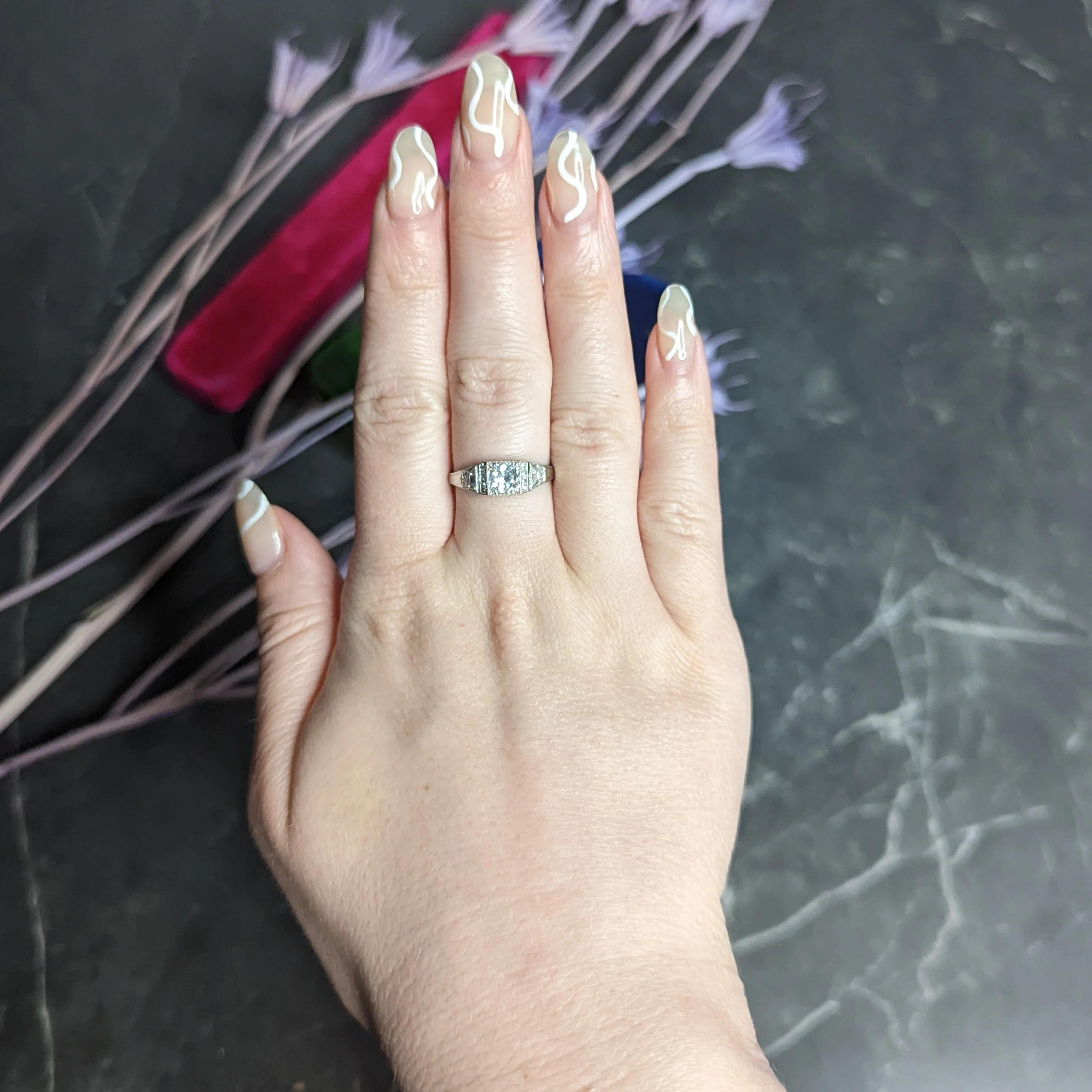 1920’s Art Deco 0.83 CTW Diamond Platinum Engagement Ring - Image 11