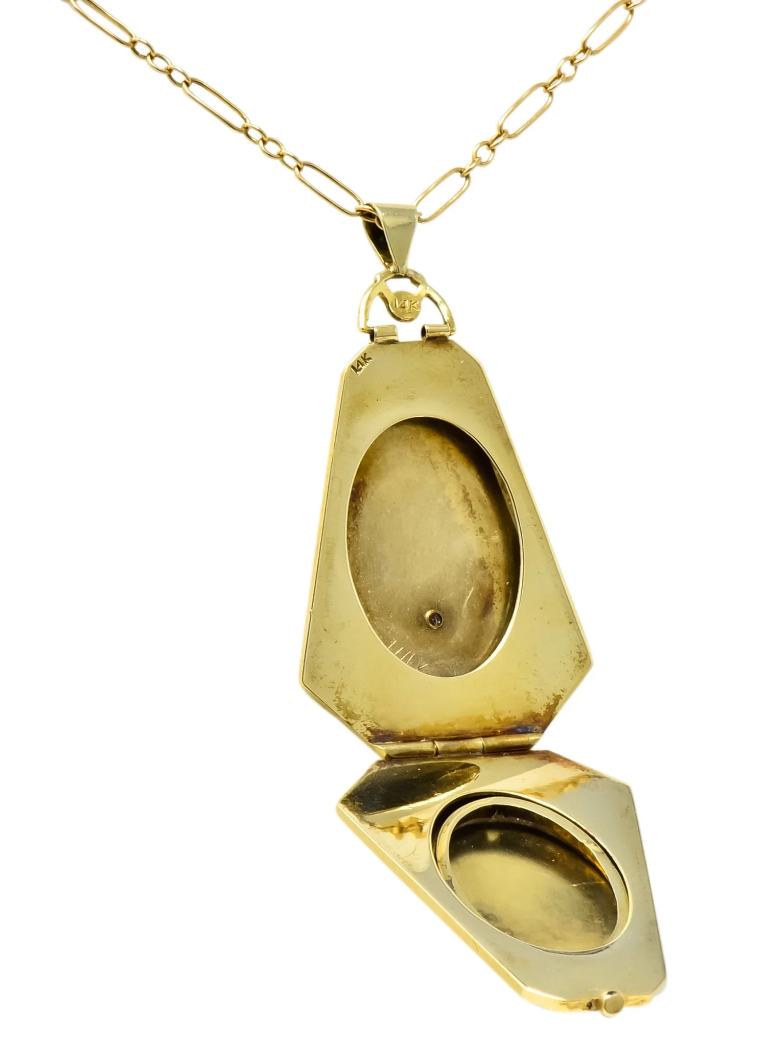 1920’s Art Deco Diamond 14 Karat Gold Locket Pendant Necklace - Image 10