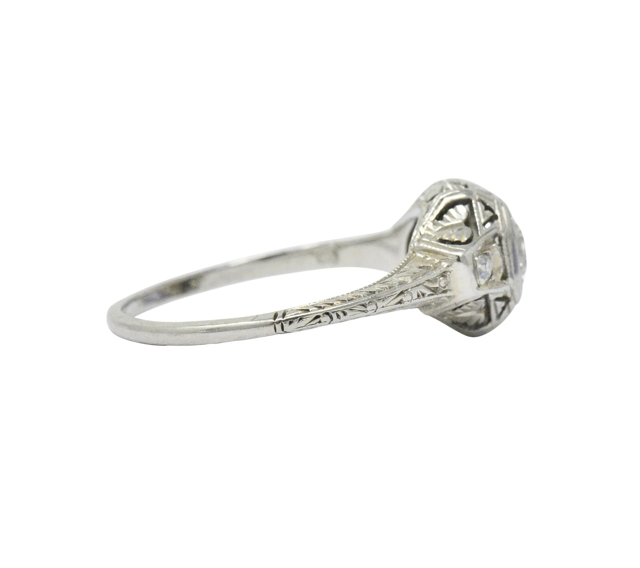 1920's 0.30 CTW Old European Cut Diamond 18 Karat White Gold Engagement Ring - Image 5