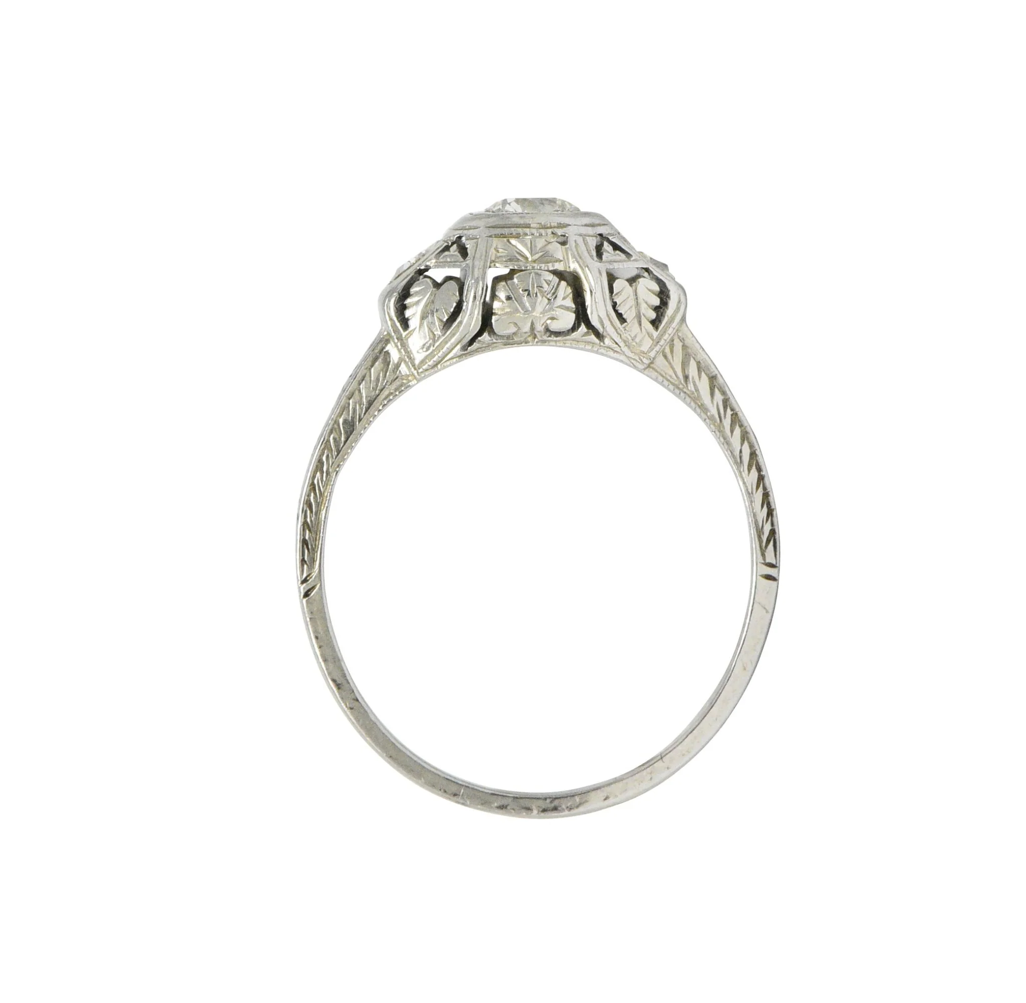 1920's 0.30 CTW Old European Cut Diamond 18 Karat White Gold Engagement Ring - Image 6