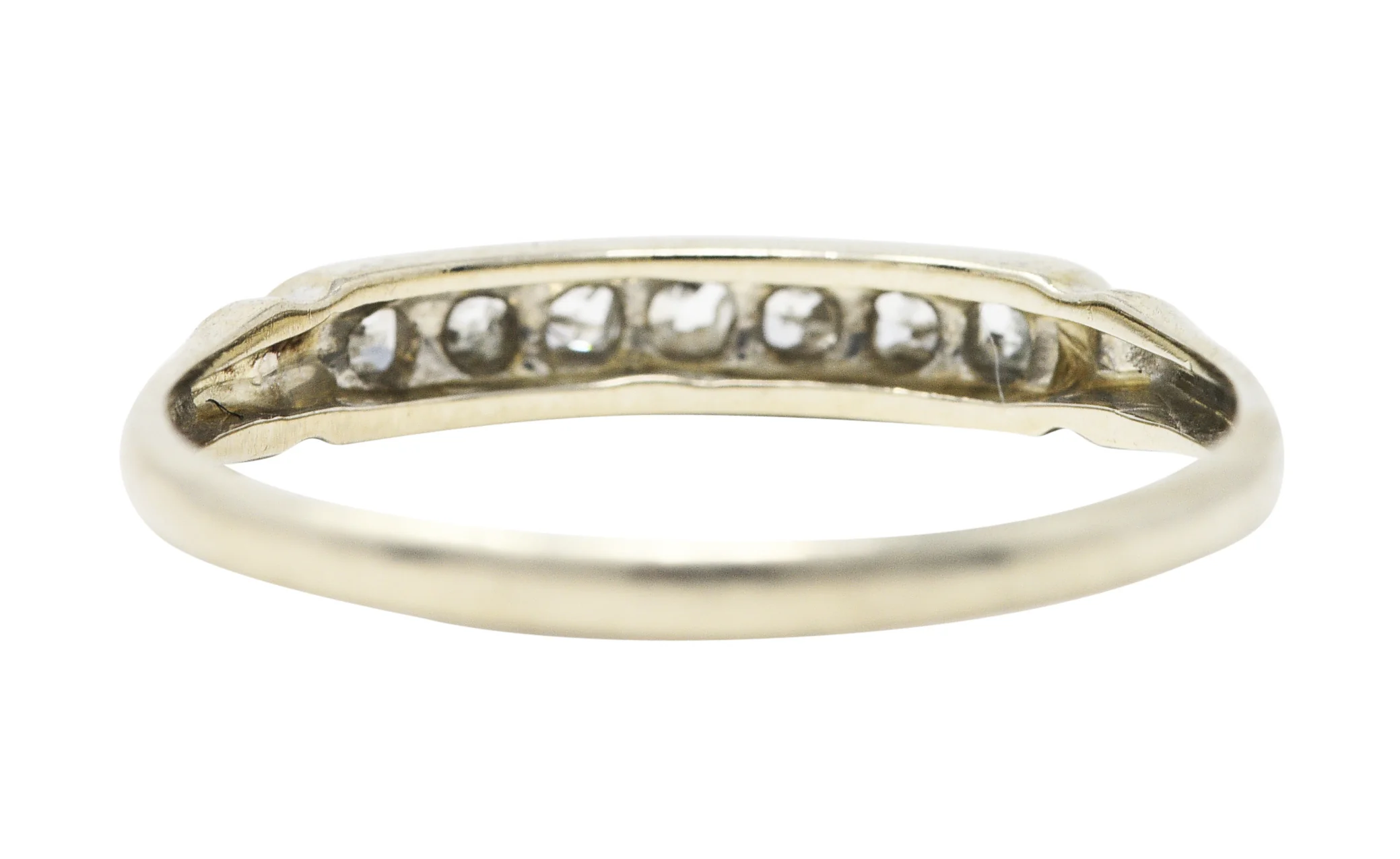 1920's Art Deco 0.30 CTW French Cut Diamond 14 Karat White Gold Band Ring - Image 4