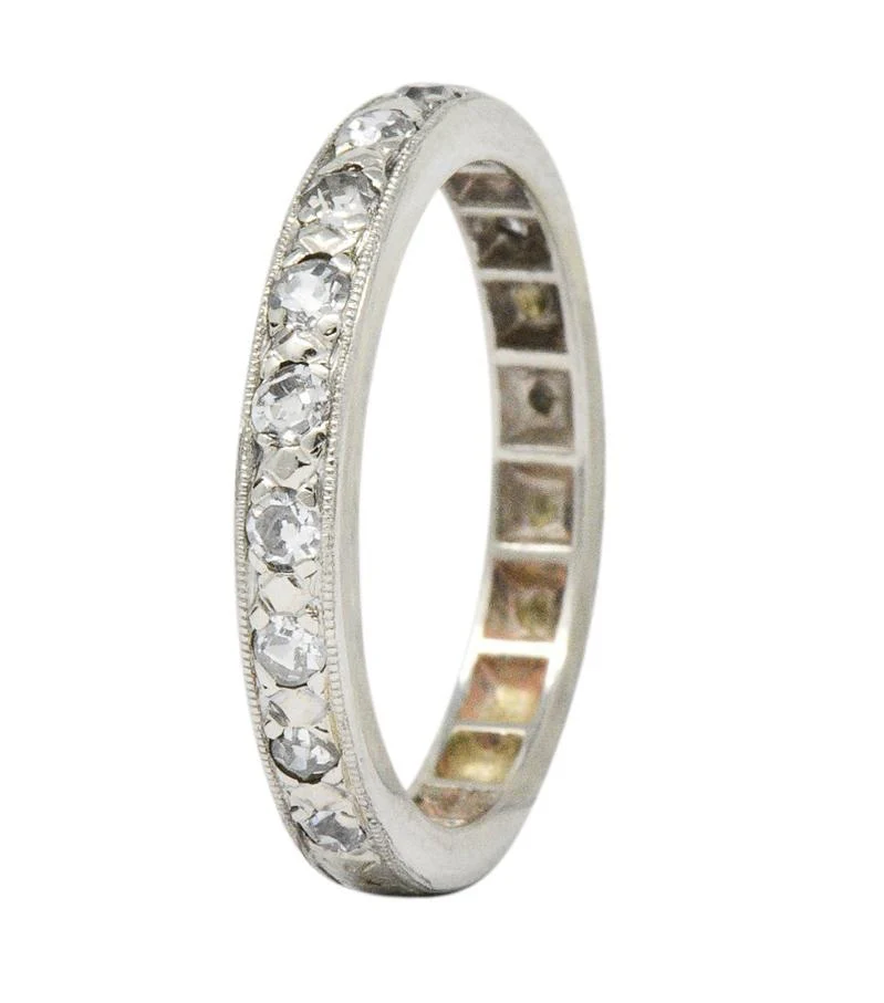 1920's Art Deco 0.38 CTW Diamond 14 Karat White Gold Orange Blossom Band Ring - Image 8