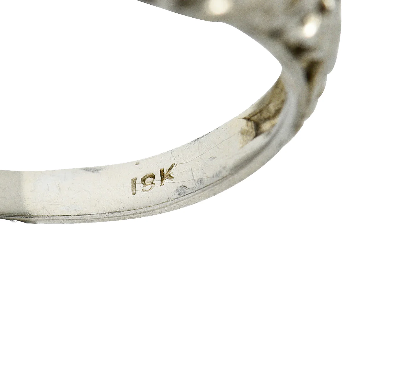 1920's Art Deco 0.62 CTW Diamond 18 Karat White Gold Hexagonal Engagement Ring - Image 7