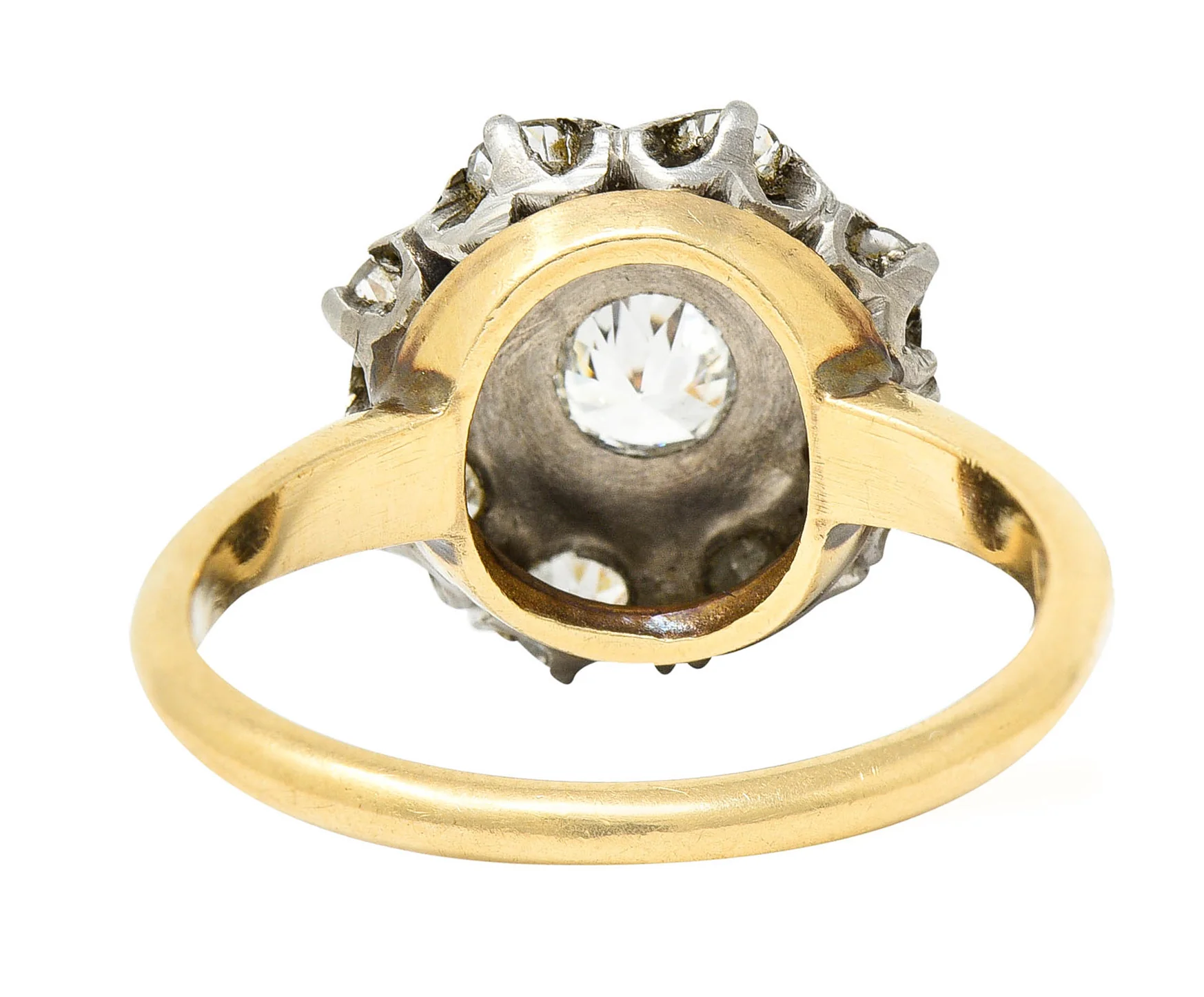 1920's Art Deco 0.80 CTW Diamond Platinum-Topped 14 Karat Gold Cluster Ring - Image 4