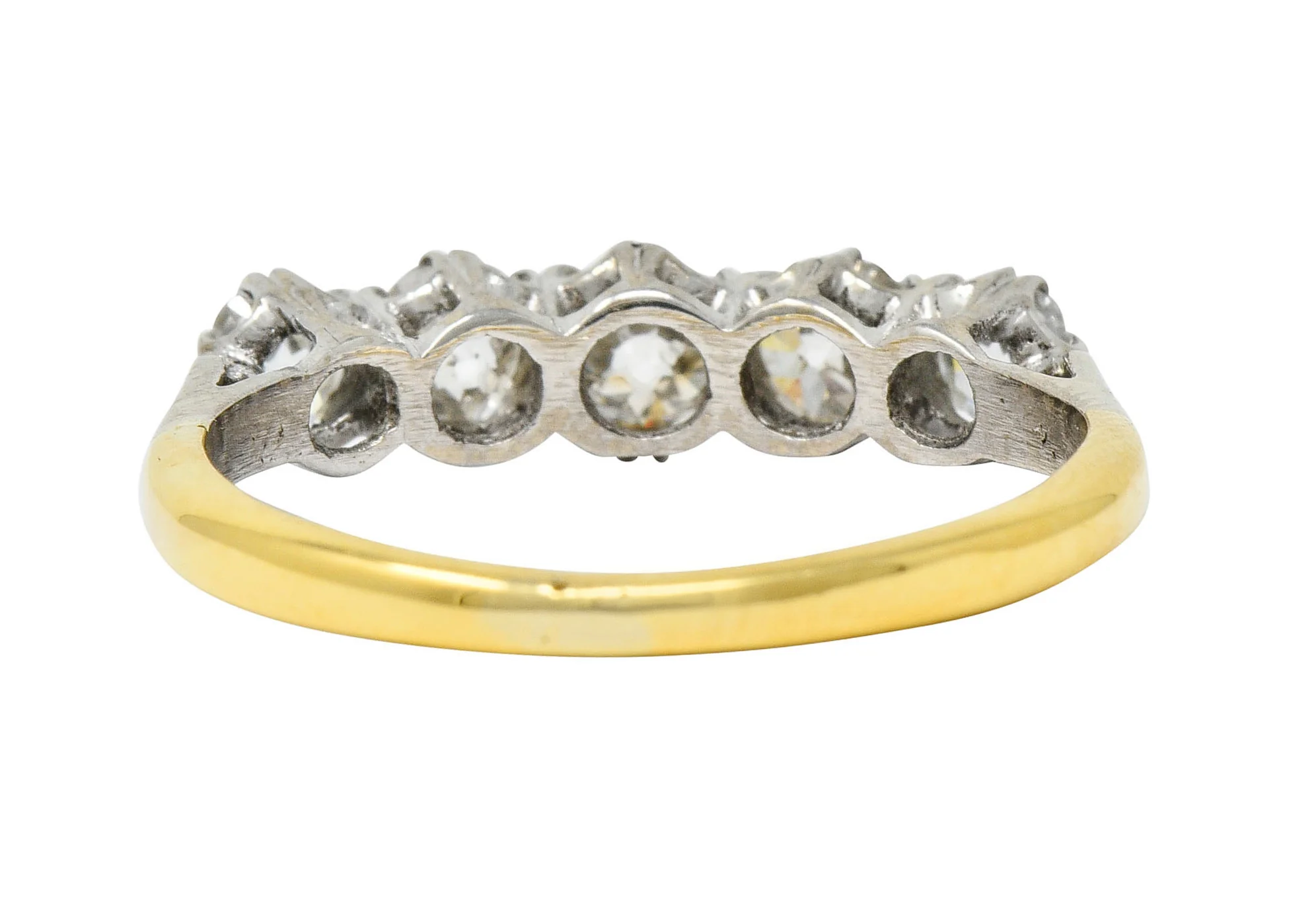 1920's Art Deco 1.00 CTW Diamond Platinum 14 Karat Gold Five Stone Band Ring - Image 3