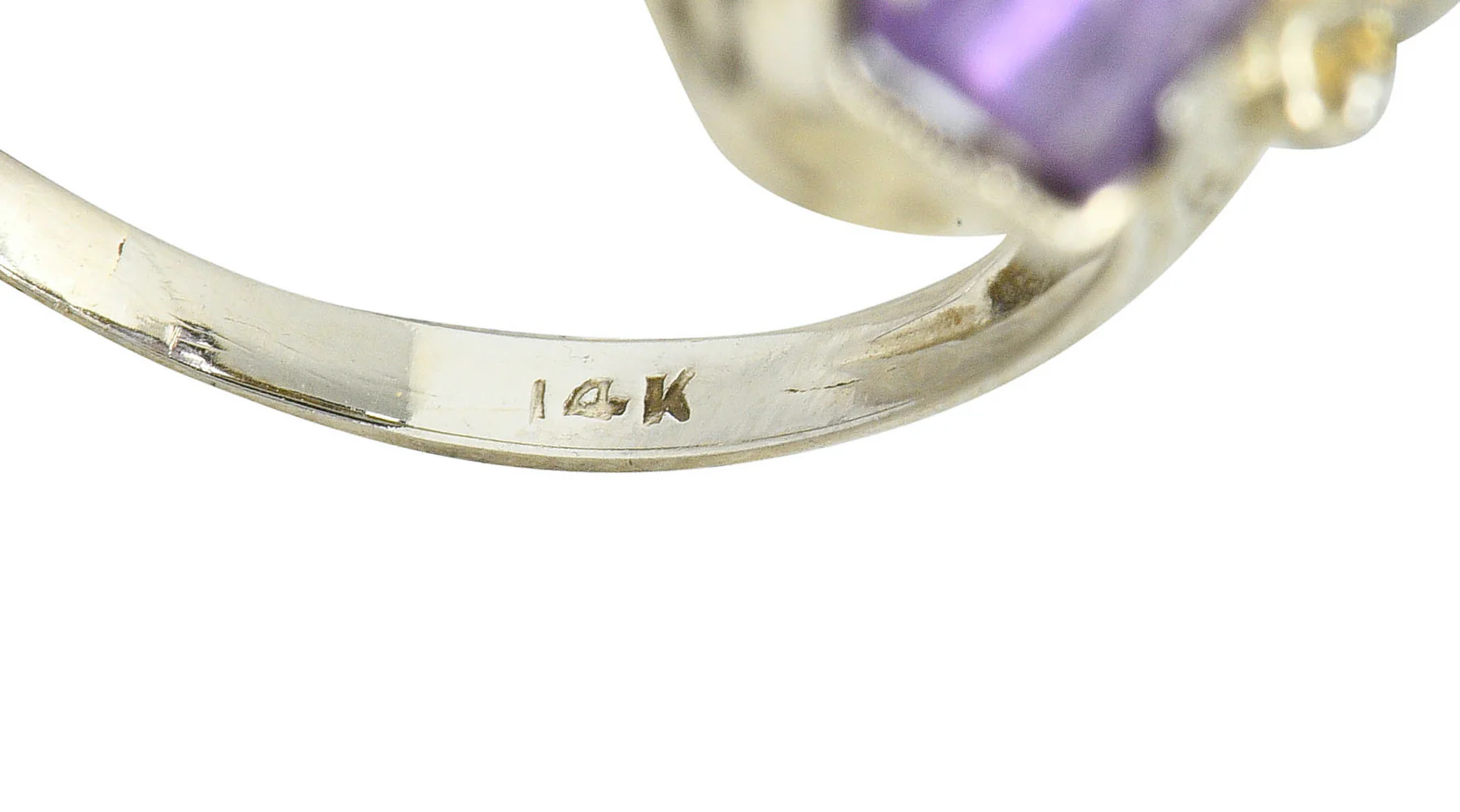 1920's Art Deco Amethyst 14 Karat White Gold Hexagonal Ring - Image 12