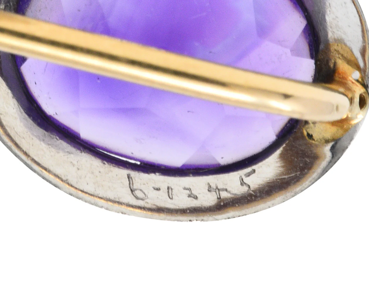1920's Art Deco Amethyst Enamel Platinum Stickpin - Image 6