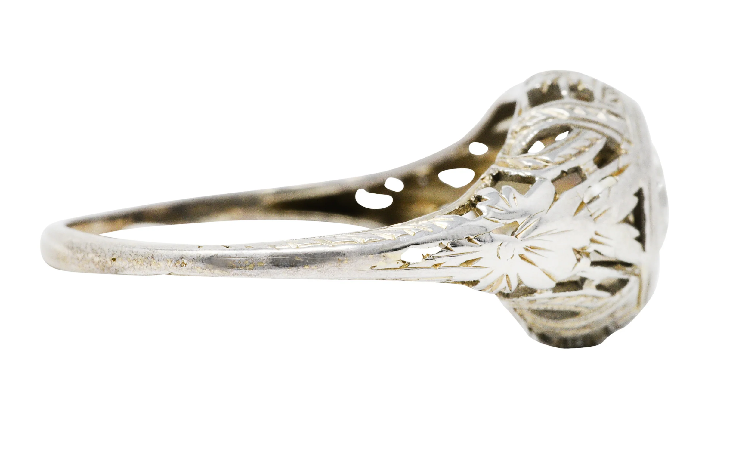 1920's Art Deco Diamond 18 Karat White Gold Blossom Engagement Ring - Image 3