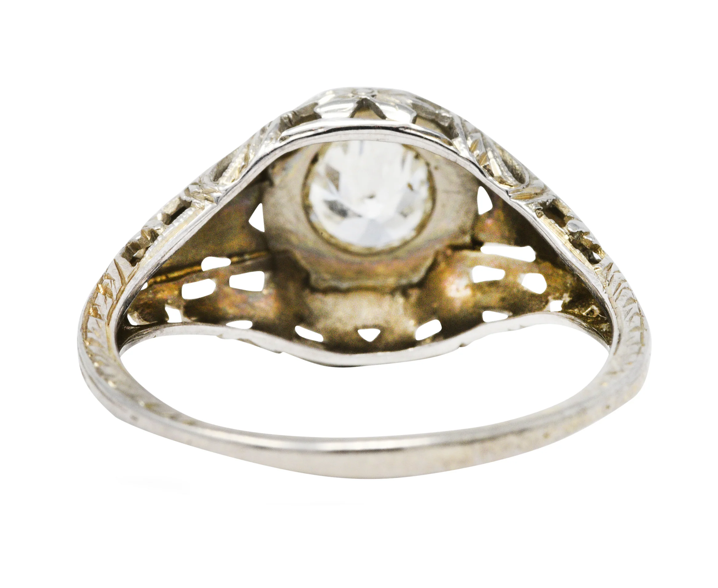 1920's Art Deco Diamond 18 Karat White Gold Blossom Engagement Ring - Image 4