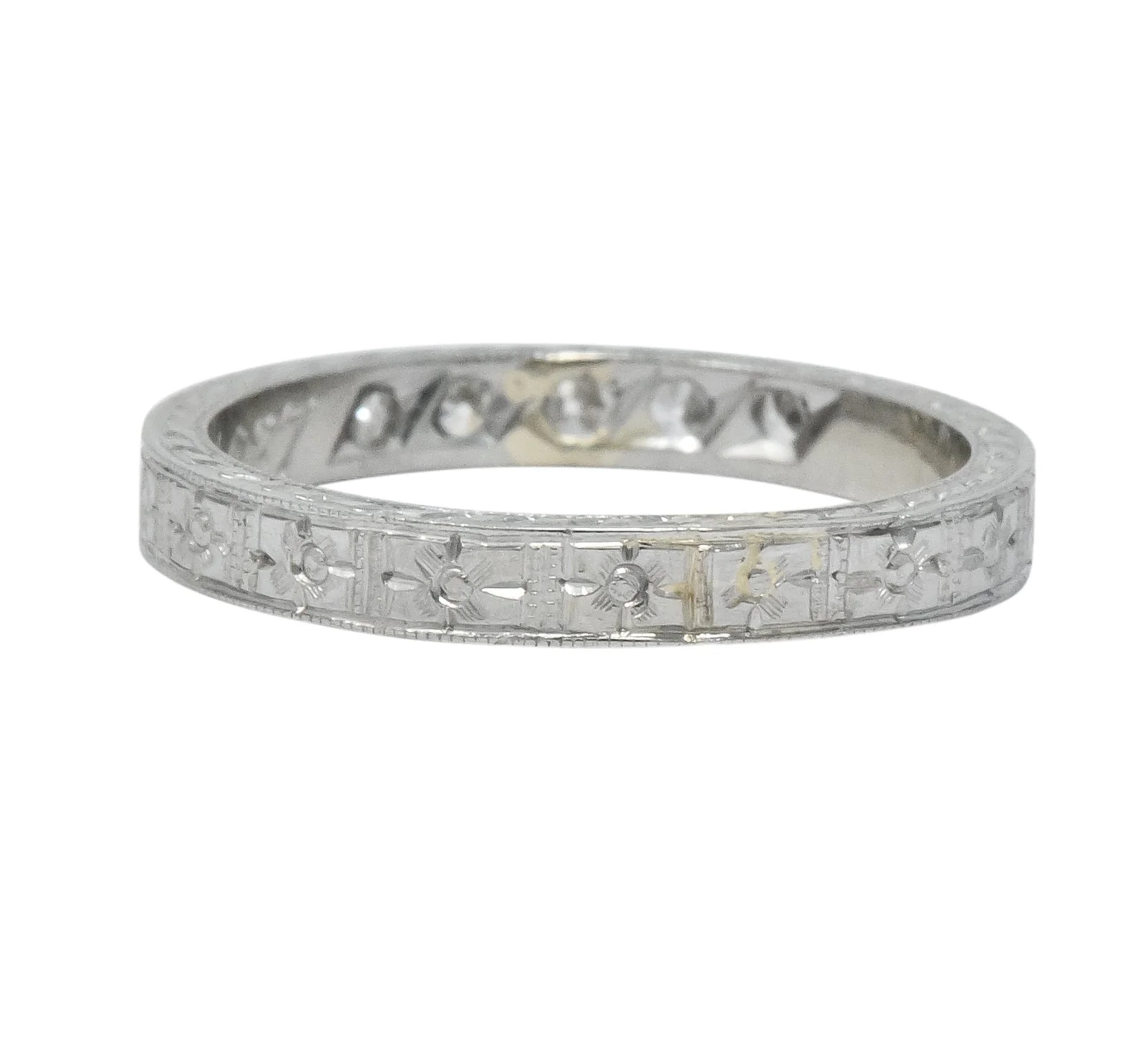 1920's Art Deco Diamond 18 Karat White Gold Orange Blossom Band Ring - Image 5