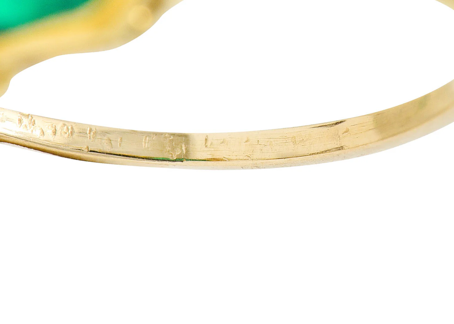 1920's Art Deco Diamond Emerald Platinum-Topped 18 Karat Gold Double Ring - Image 8