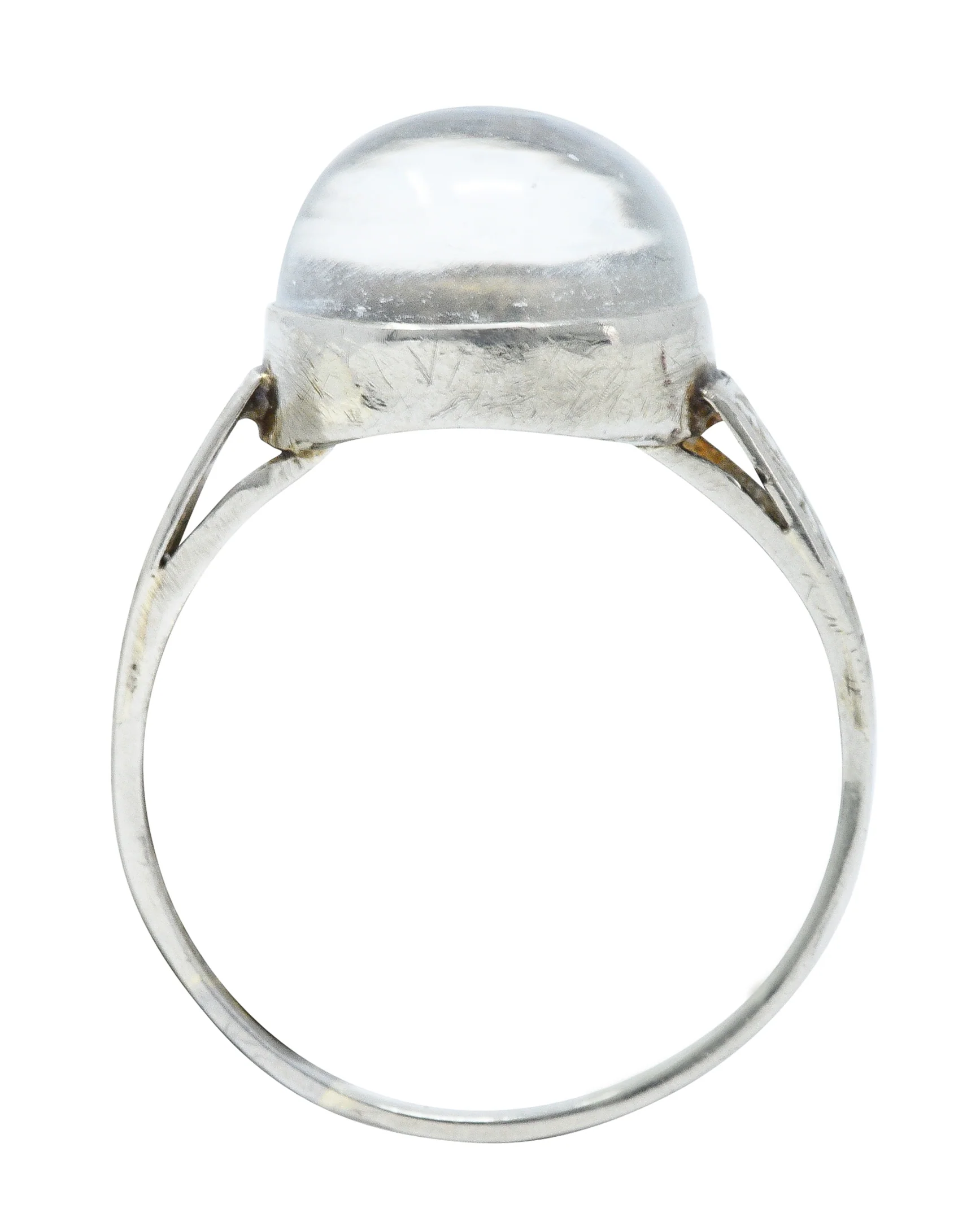 1920's Art Deco Moonstone 14 Karat White Gold Cabochon Ring - Image 7