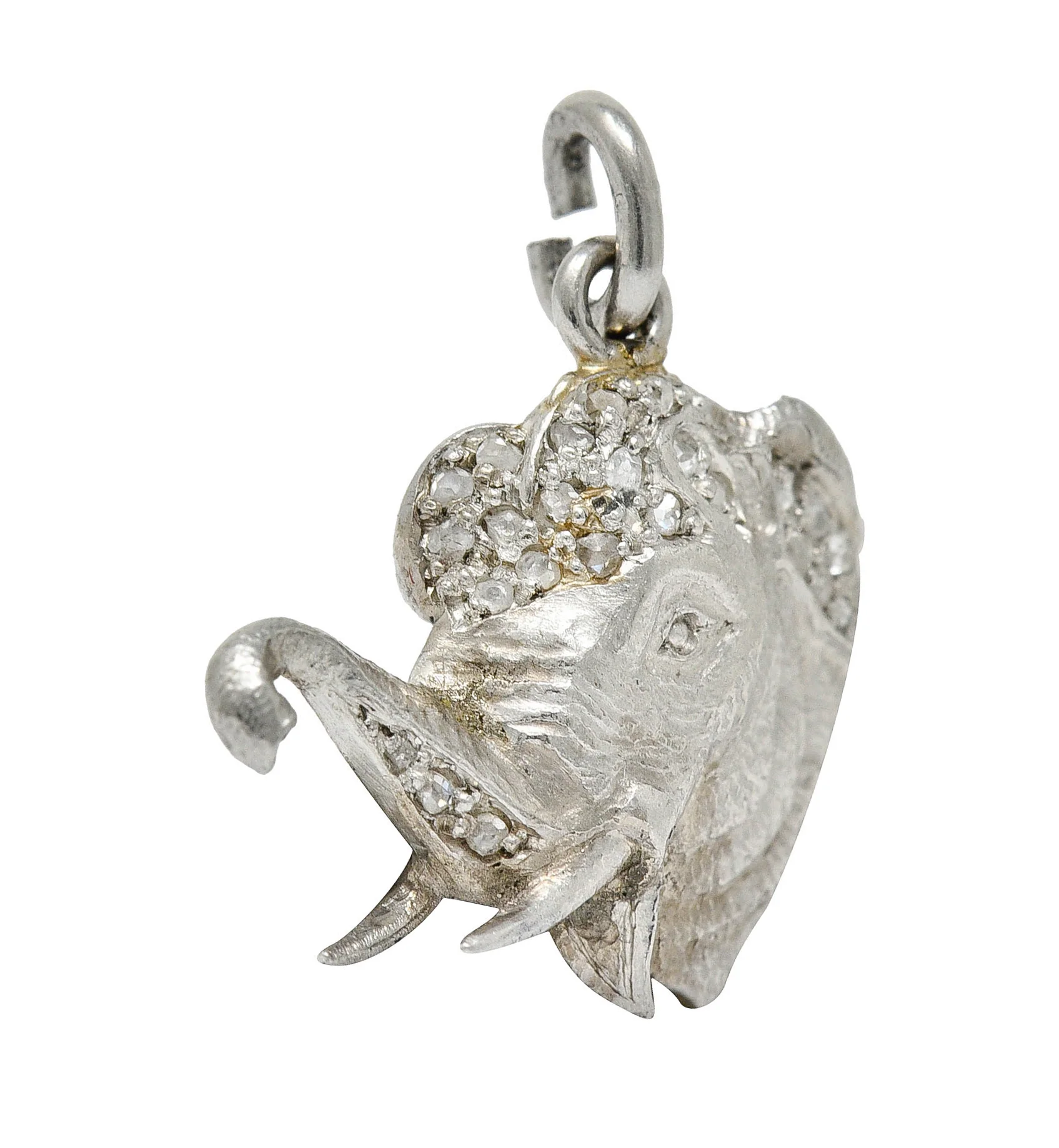 1920's Art Deco Pave Diamond Platinum Elephant Charm - Image 2