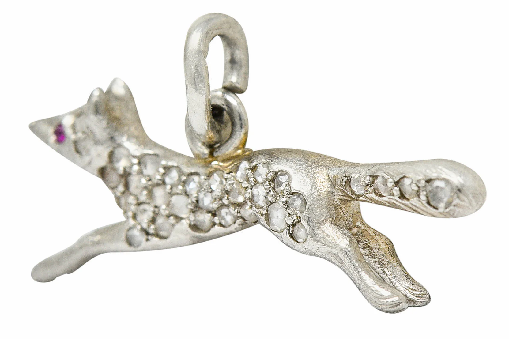 1920's Art Deco Pave Diamond Platinum Fox Charm - Image 8