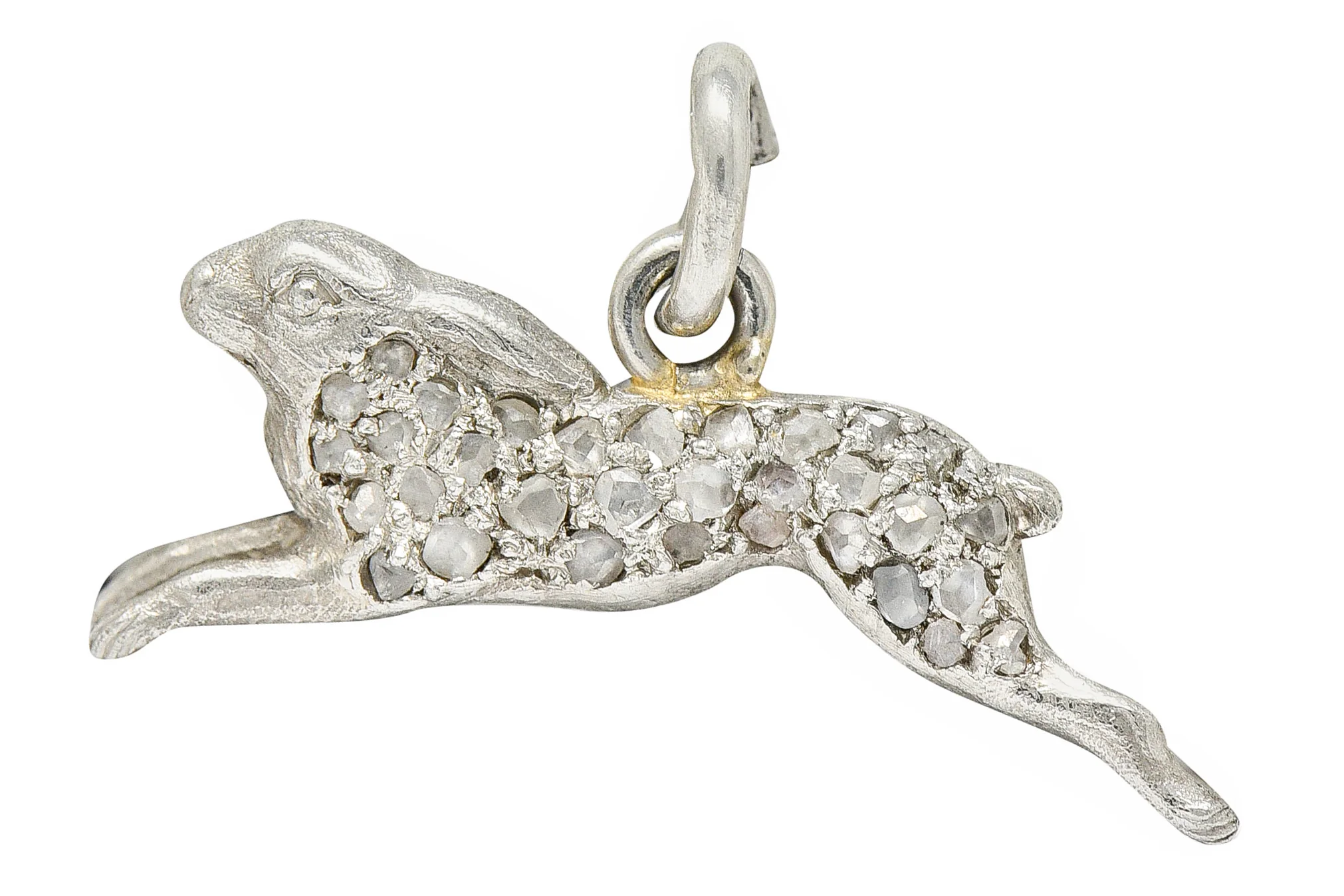 1920's Art Deco Pave Diamond Platinum Rabbit Charm - Image 6