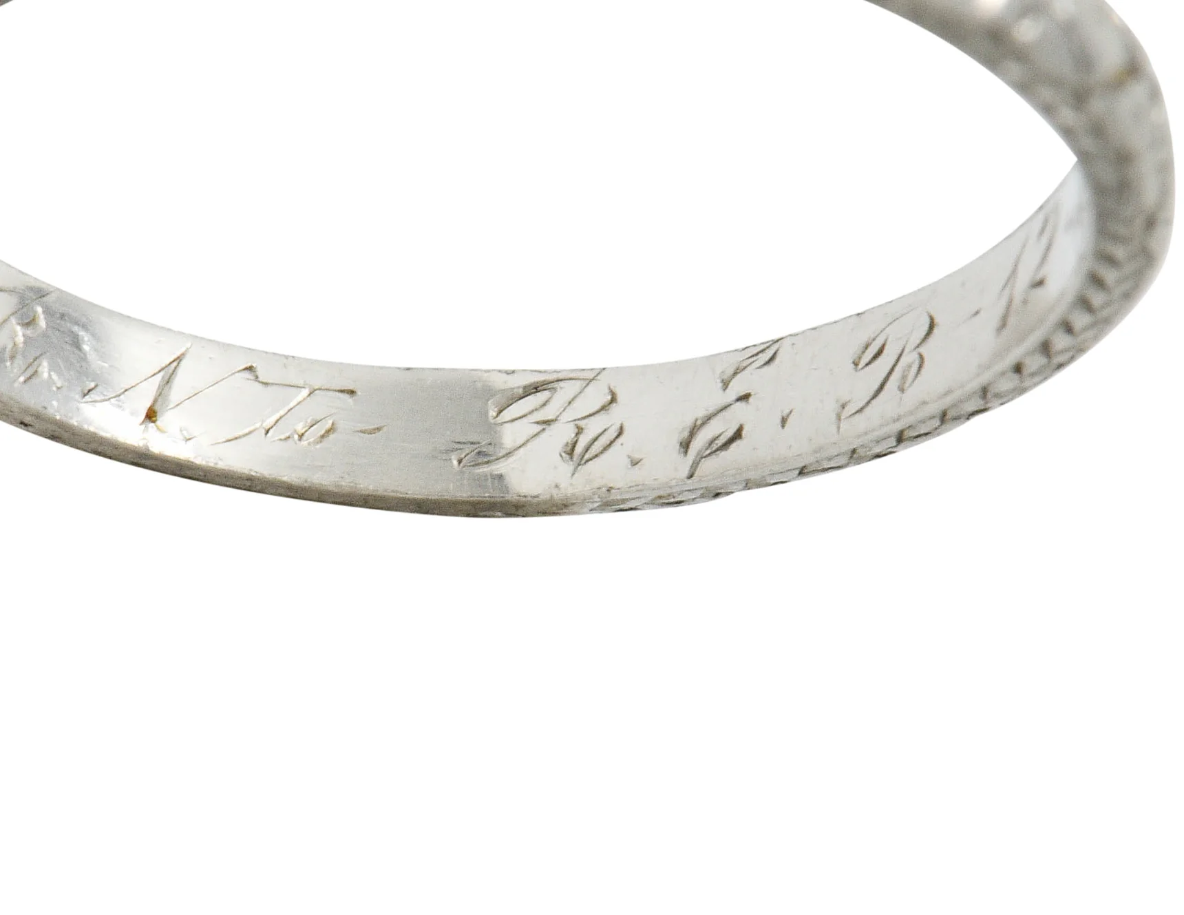 1920's Art Deco Platinum Flower & Wheat Band Ring - Image 9