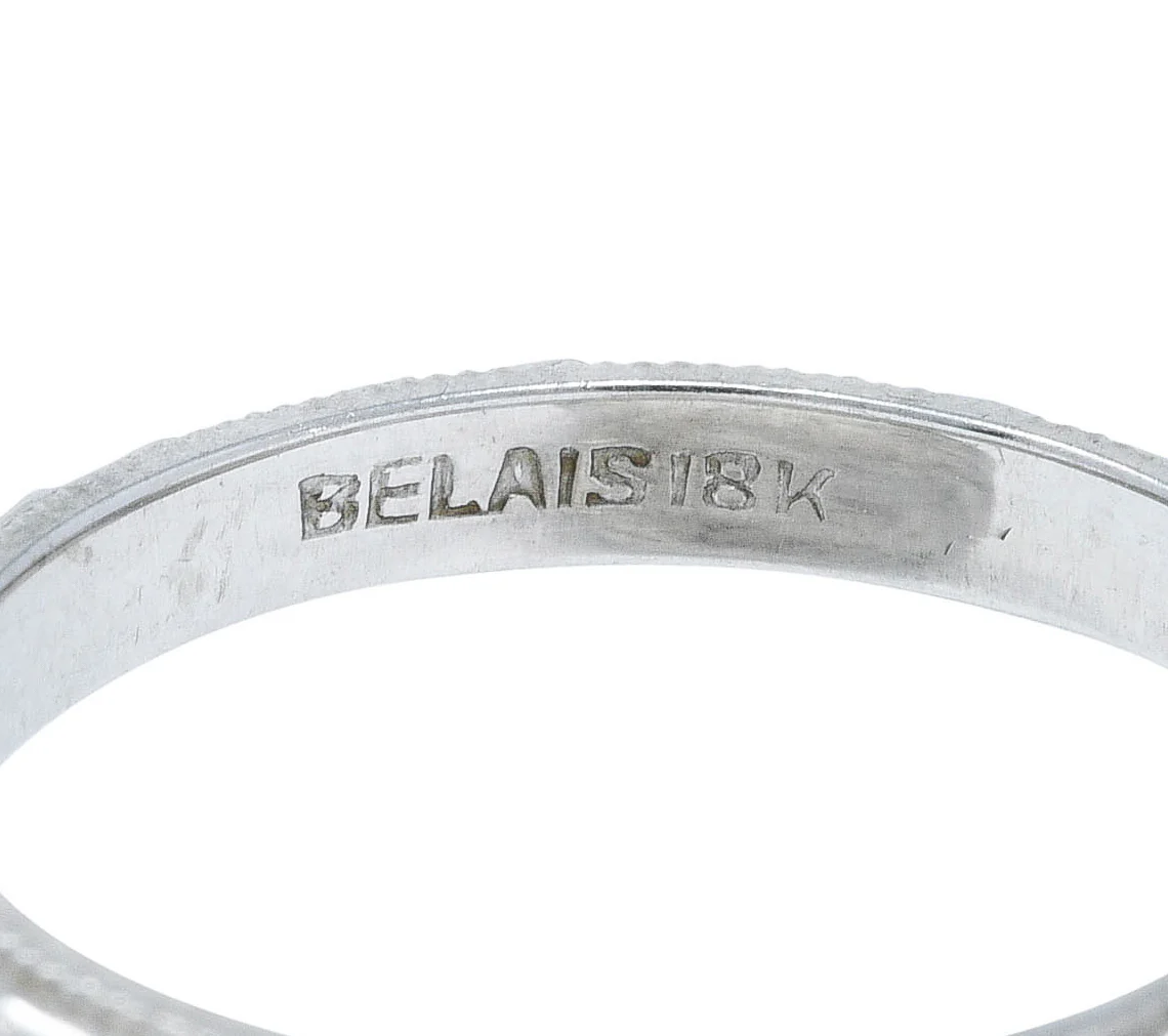 1920's Belais Art Deco 18 Karat White Gold Faceted Garland Band Ring - Image 5