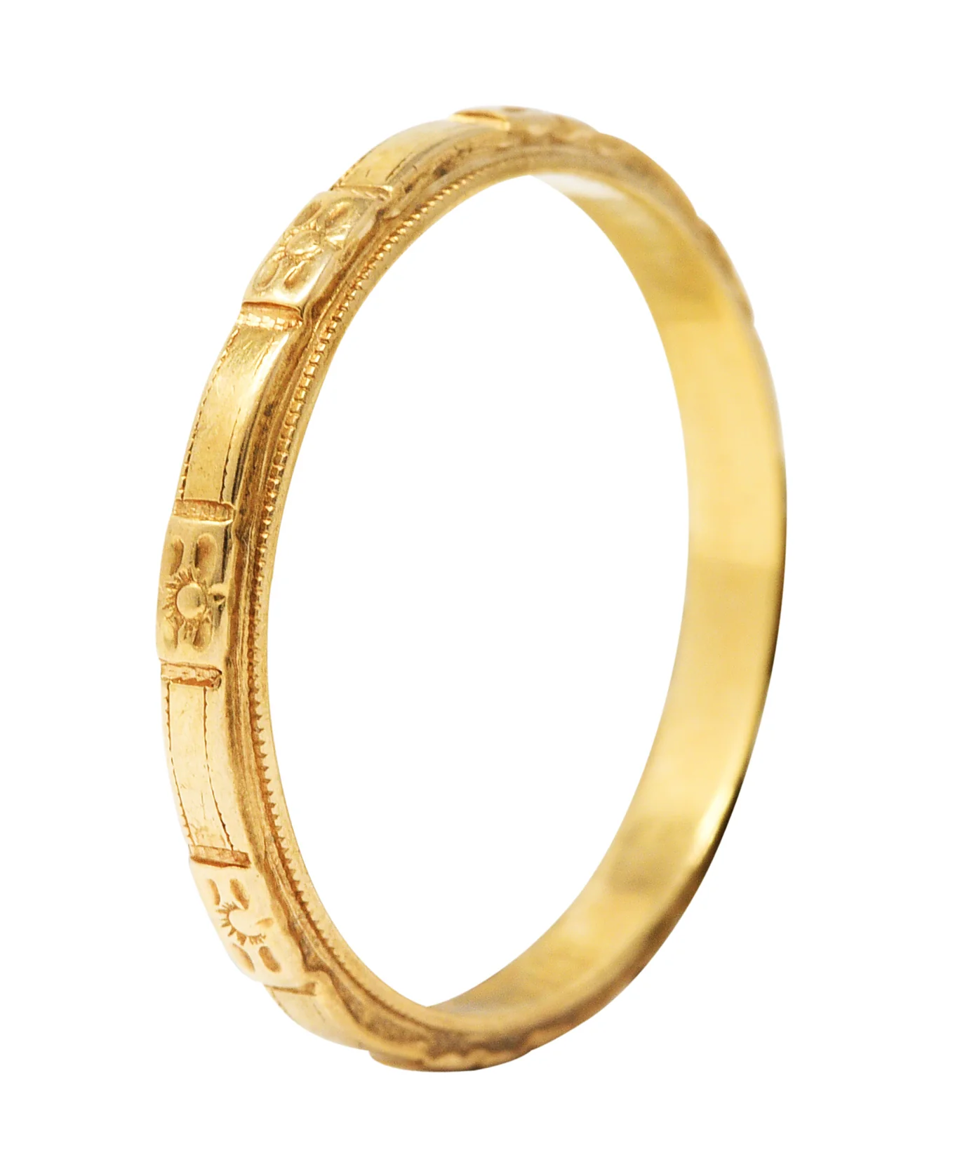 1920's Early Art Deco 14 Karat Yellow Gold Orange Blossom Band Ring - Image 7