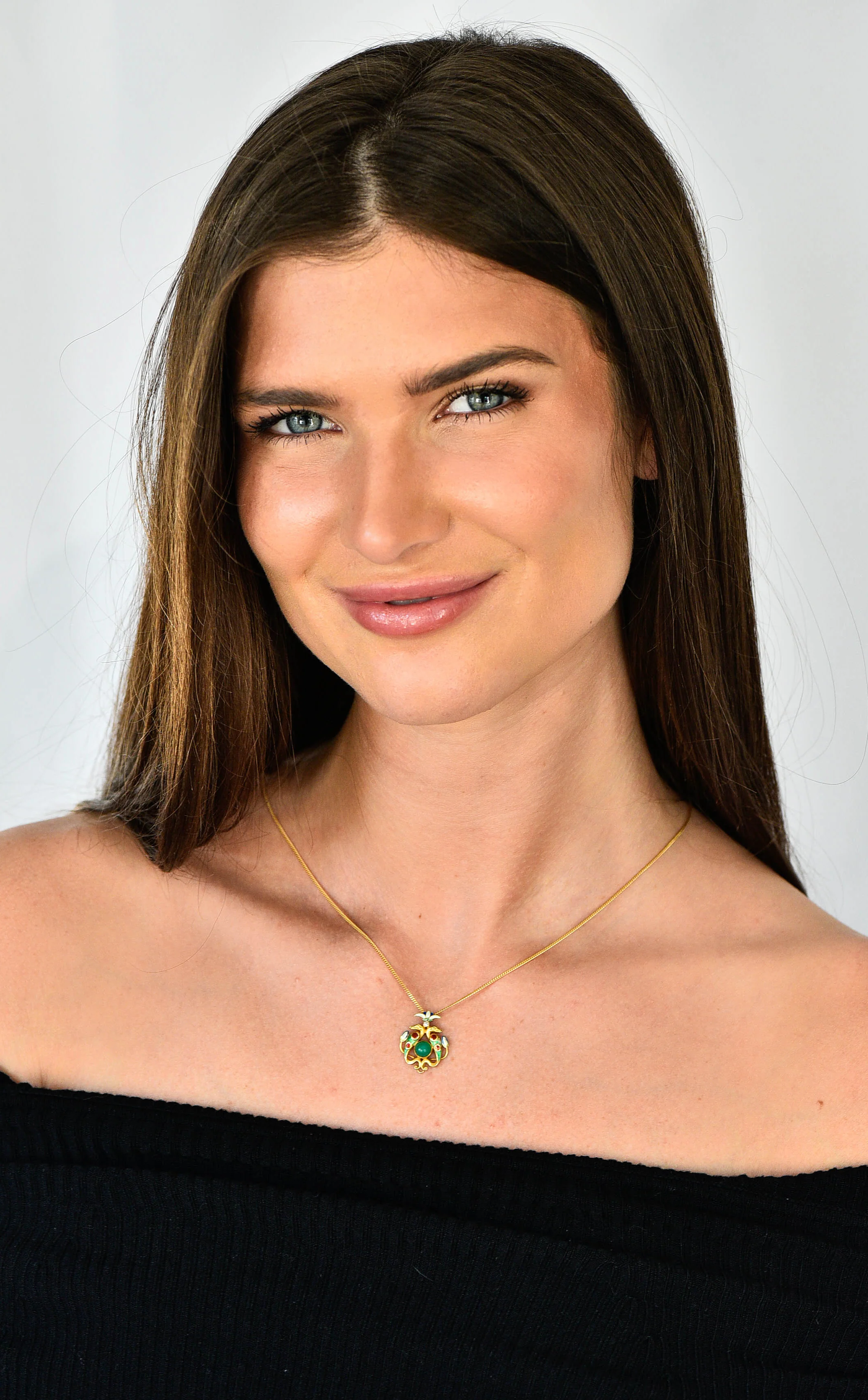 1920's Egyptian Revival Diamond Enamel 14 Karat Gold Serpent Pendant Necklace - Image 10