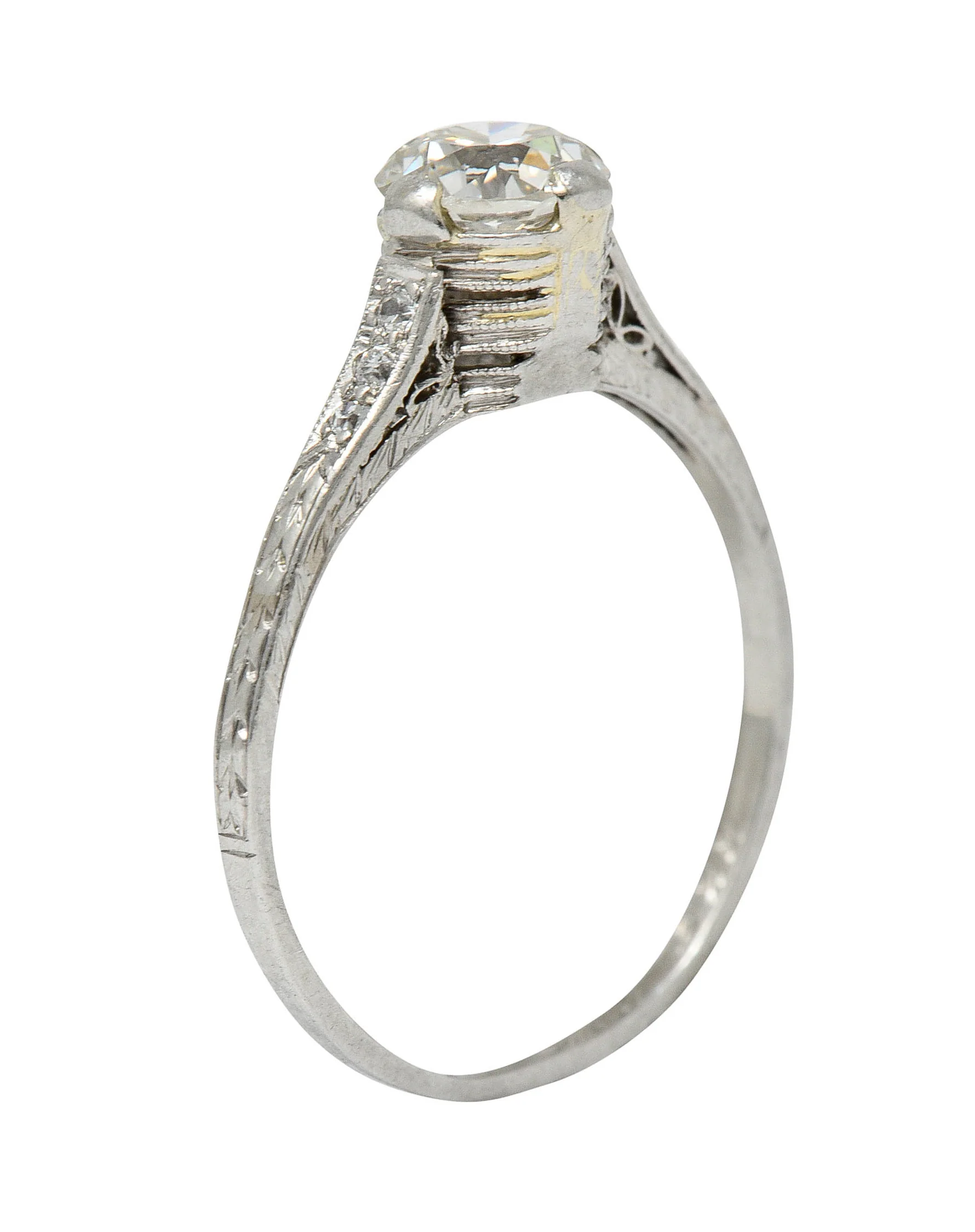 1922 Art Deco 0.90 CTW Diamond Platinum Engagement Ring - Image 2