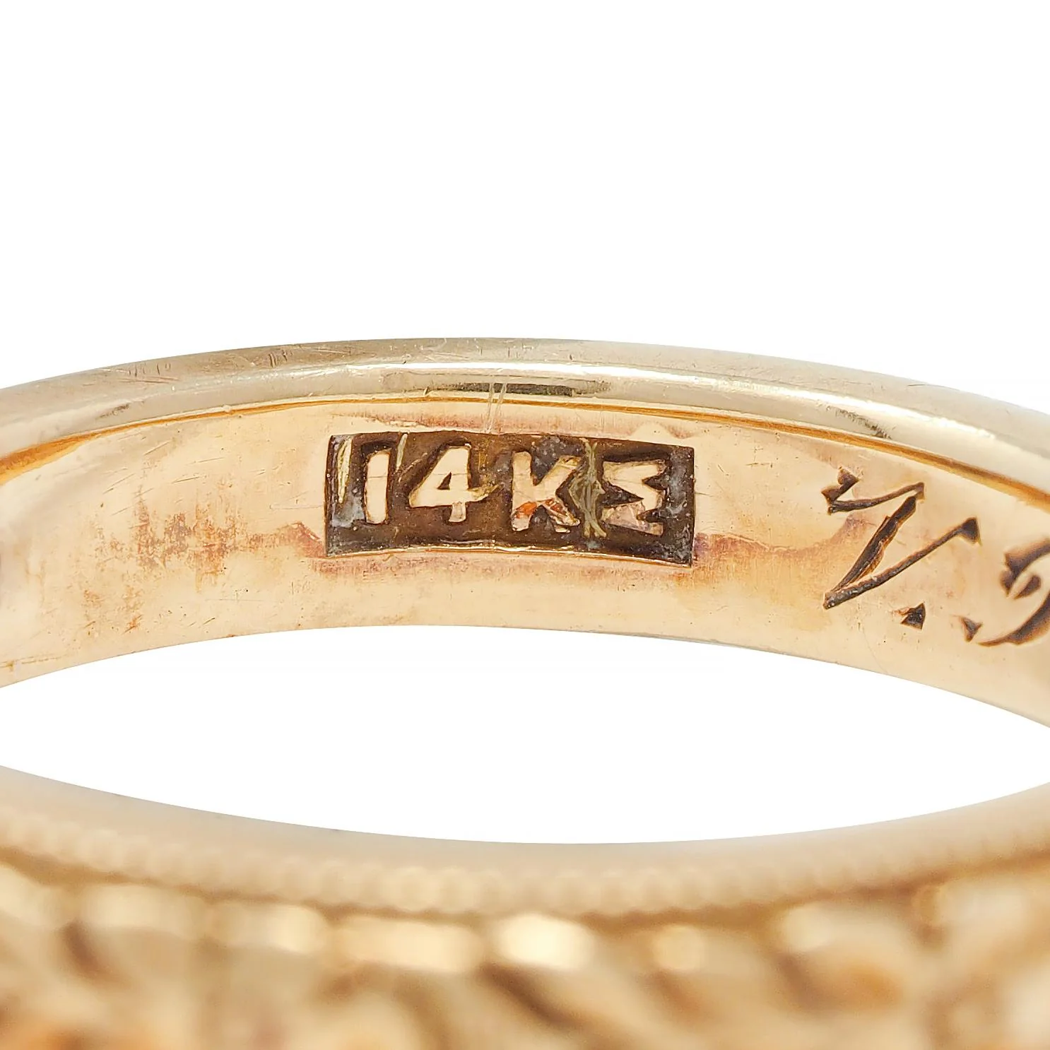 1922 Art Deco 14 Karat Yellow Gold Orange Blossom Antique Wedding Band Ring - Image 6