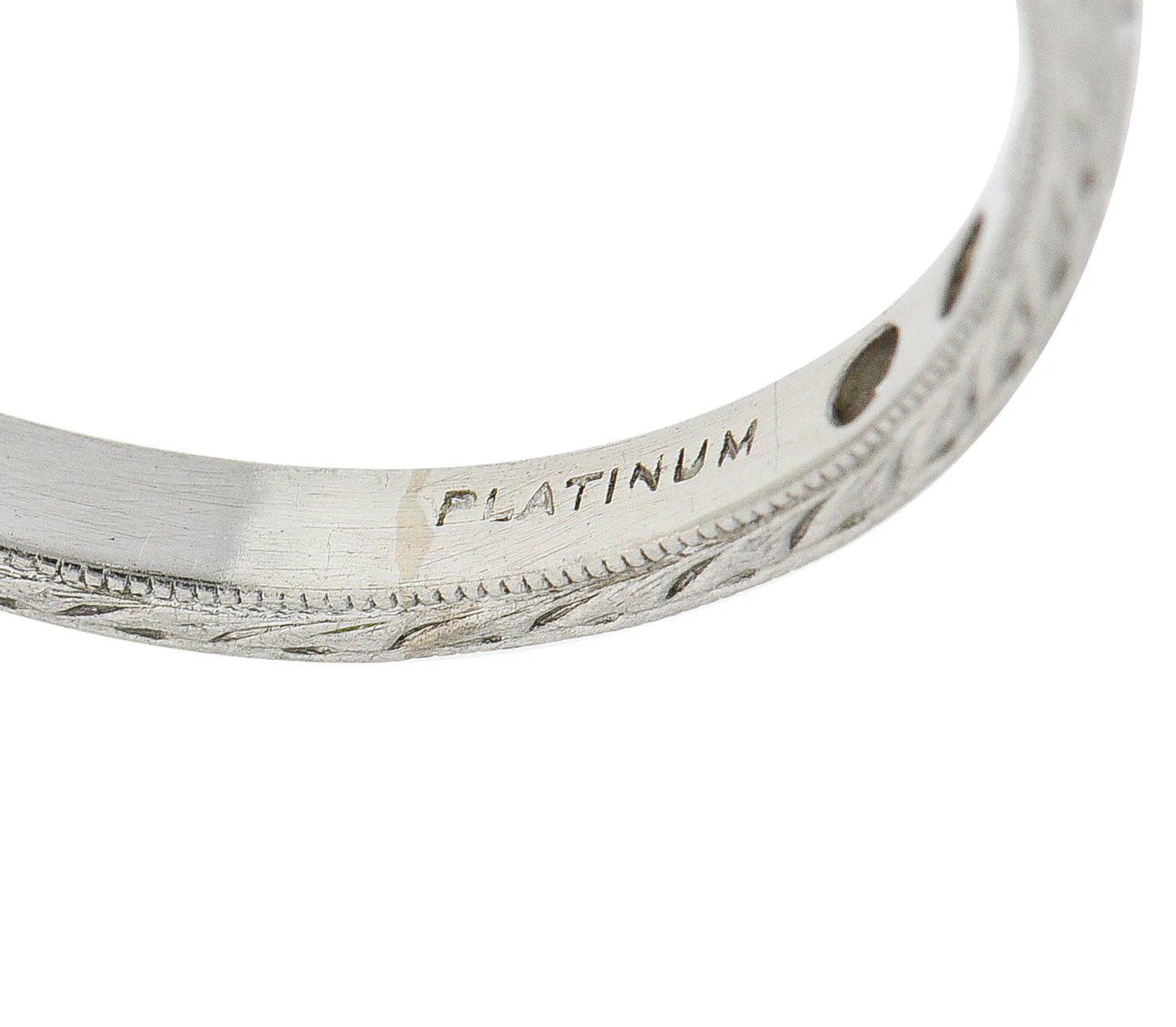 1926 Art Deco Diamond Platinum Wheat Wedding Band Ring - Image 7