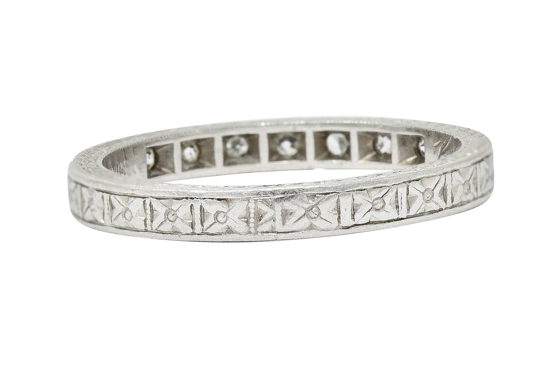 1928 Art Deco Diamond Platinum Orange Blossom Band Ring - Image 4
