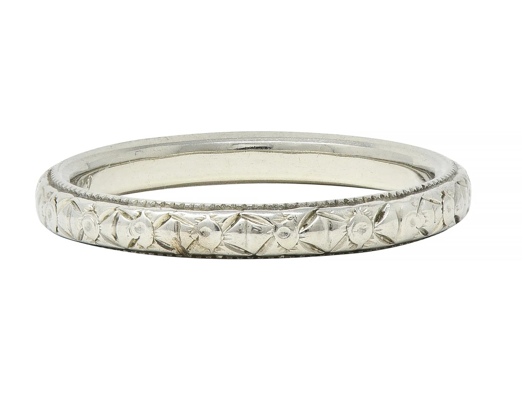 1929 Art Deco 18 Karat Gold Orange Blossom Vintage Stacking Wedding Band Ring - Image 10