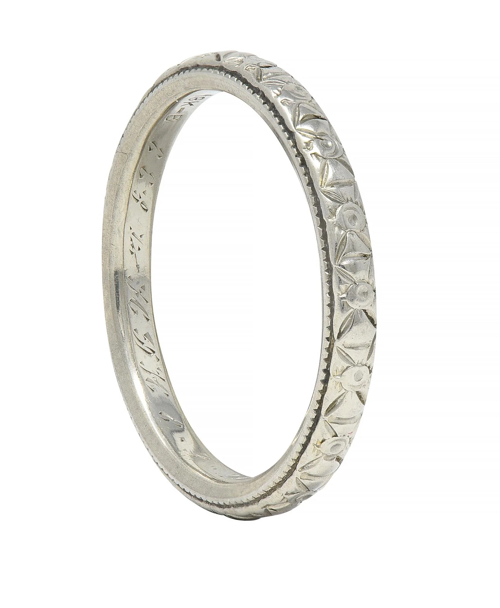 1929 Art Deco 18 Karat Gold Orange Blossom Vintage Stacking Wedding Band Ring - Image 11
