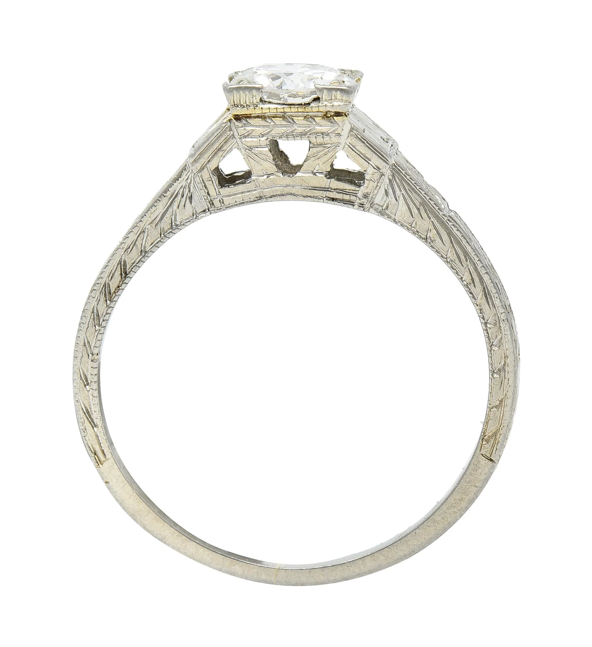 1930 Art Deco 0.40 CTW Old European Cut Diamond 18 Karat Gold Antique Solitaire Engagement Ring - Image 10