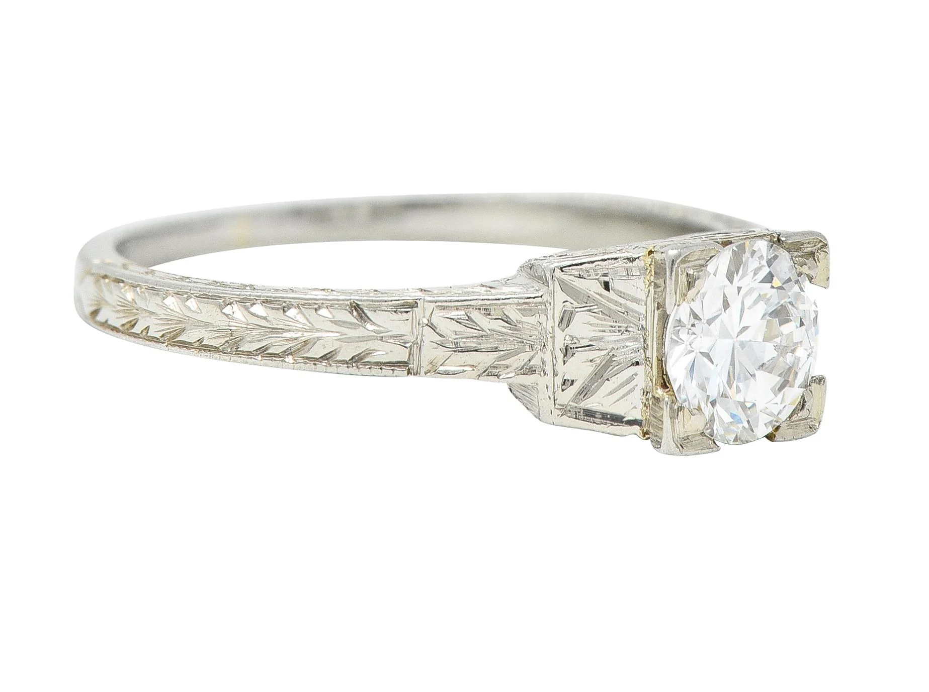 1930 Art Deco 0.40 CTW Old European Cut Diamond 18 Karat Gold Antique Solitaire Engagement Ring - Image 3