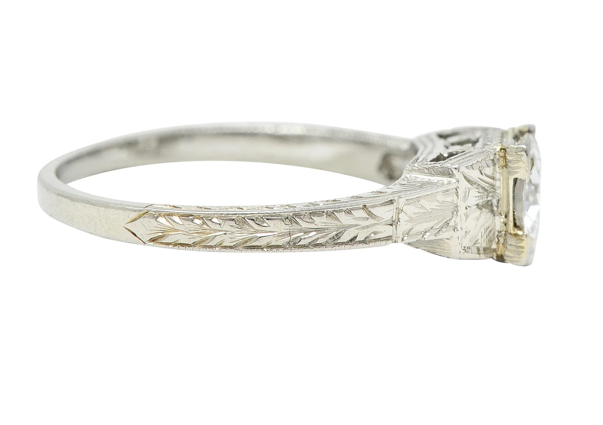 1930 Art Deco 0.40 CTW Old European Cut Diamond 18 Karat Gold Antique Solitaire Engagement Ring - Image 4